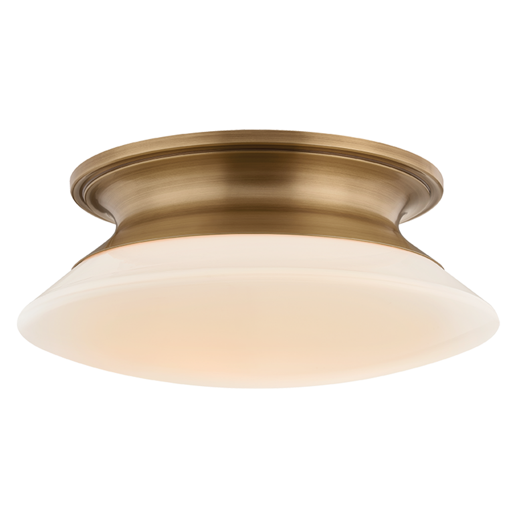 Hudson Valley Lighting Crompond Small Flush Mount in Patina Brass, primary product view