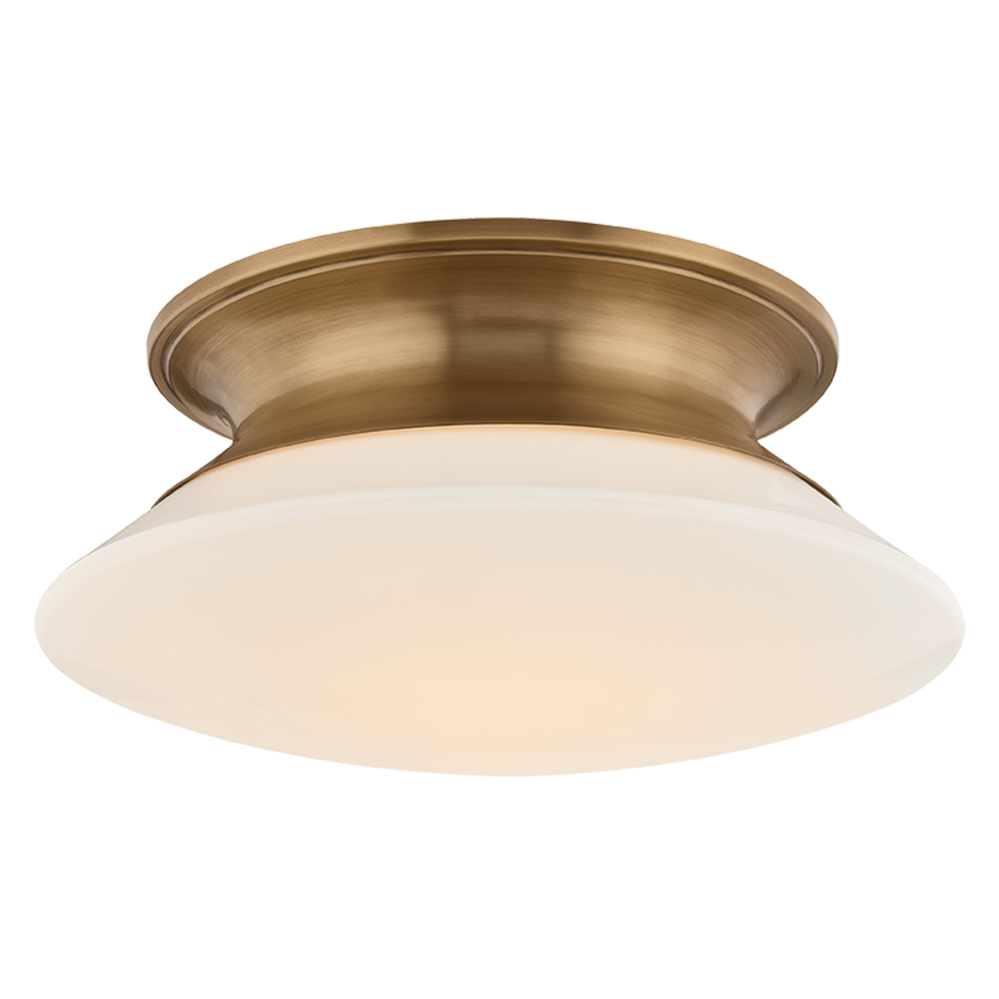 Hudson Valley Lighting Crompond Large Flush Mount in Patina Brass, primary product view
