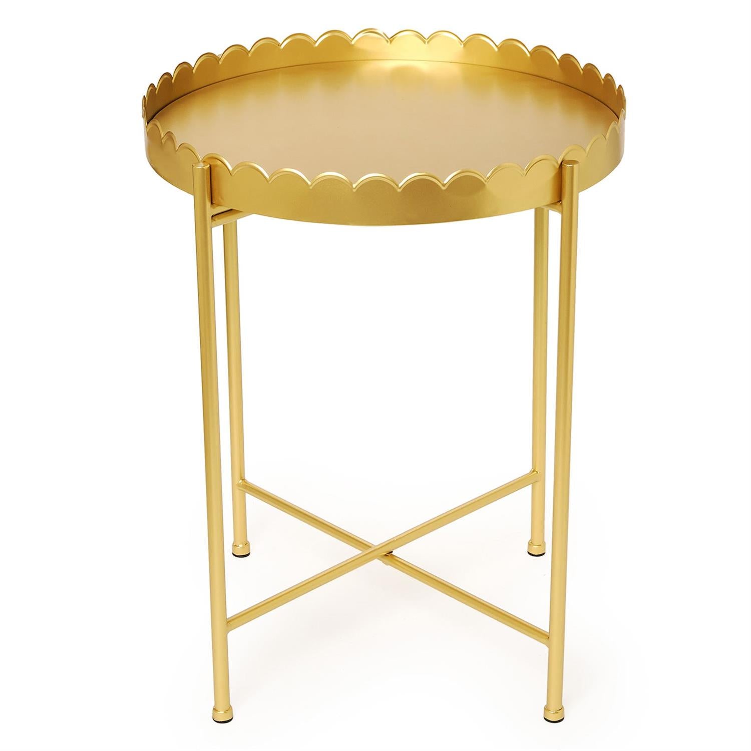 Gold Scalloped Edge Round Side/Accent Table
