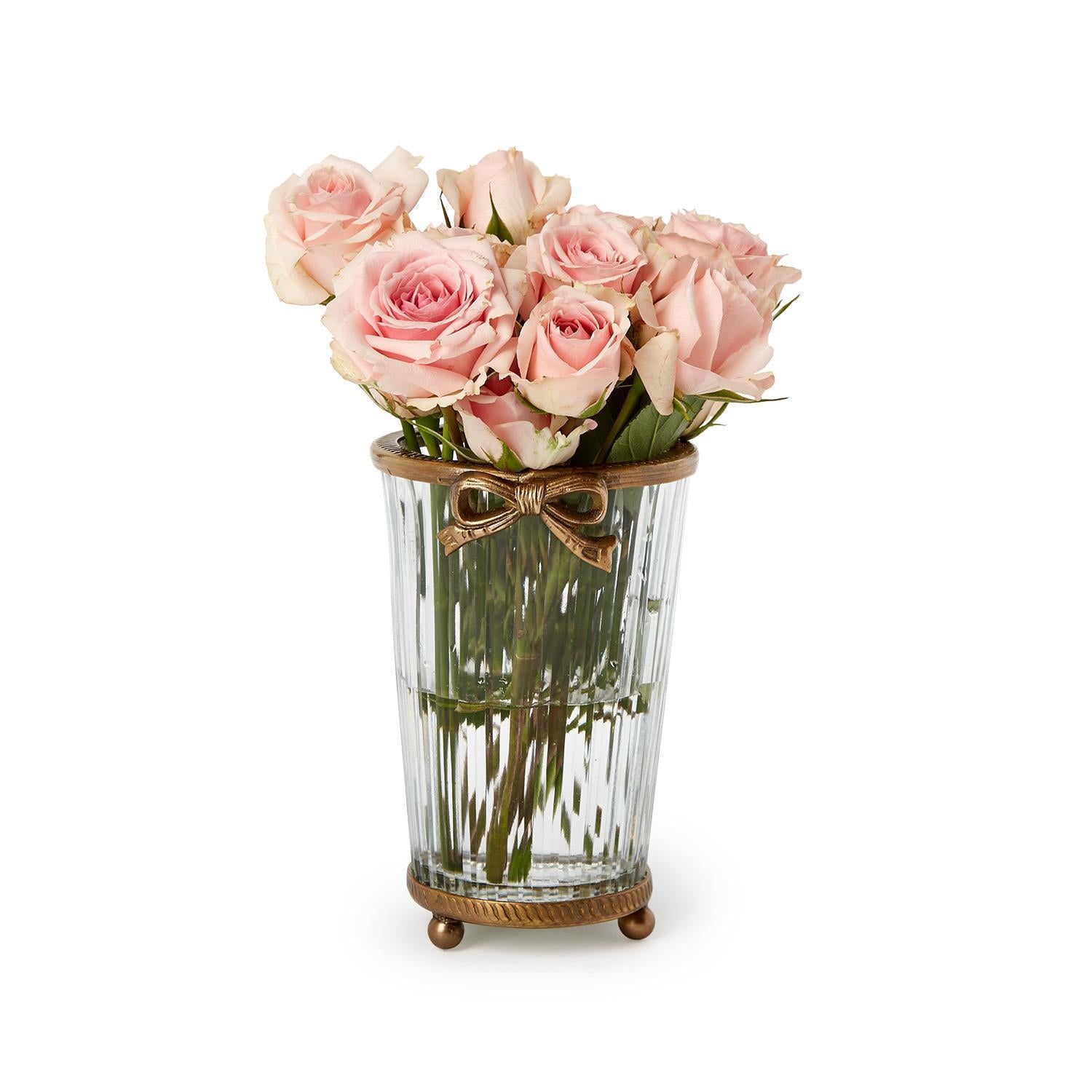 Antique Gold Finish Hand Cut Glass Vase