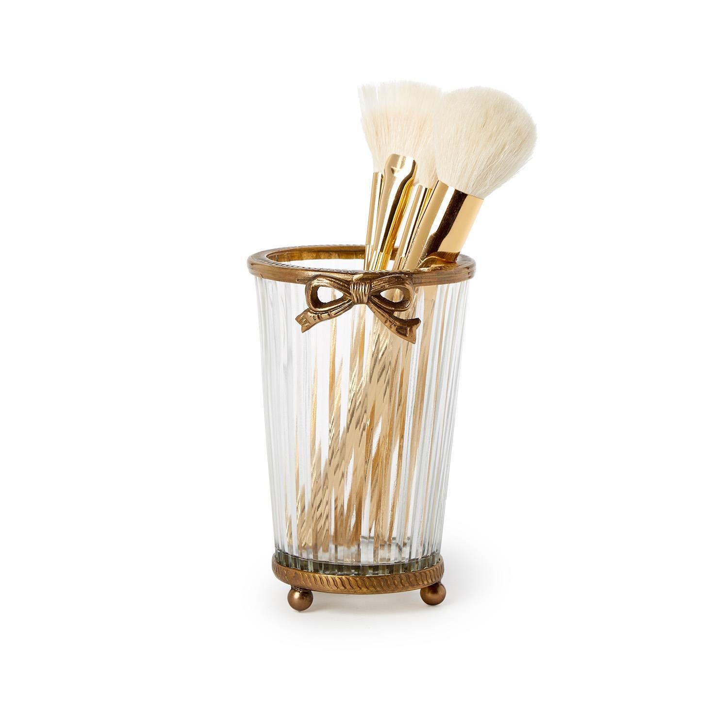 Antique Gold Finish Hand Cut Glass Vase