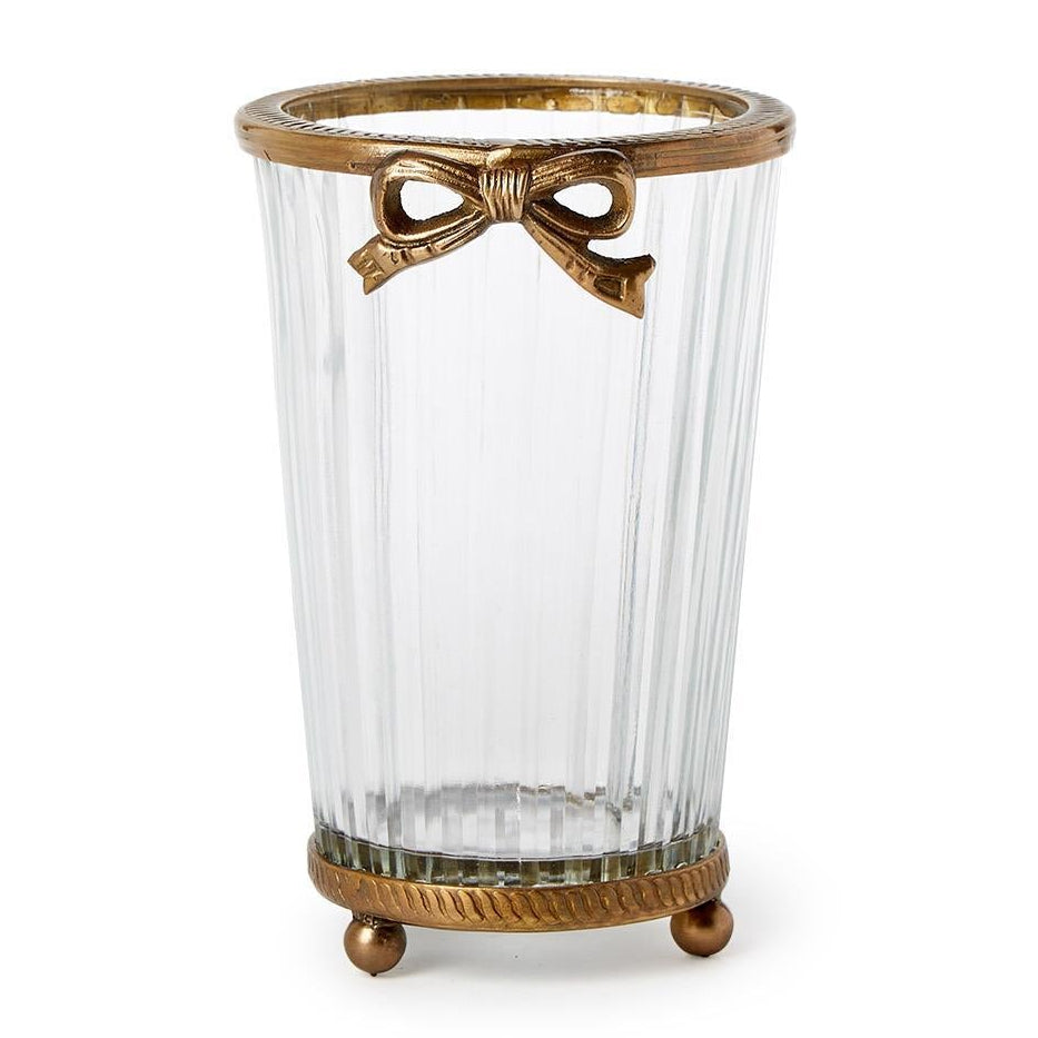 Antique Gold Finish Hand Cut Glass Vase