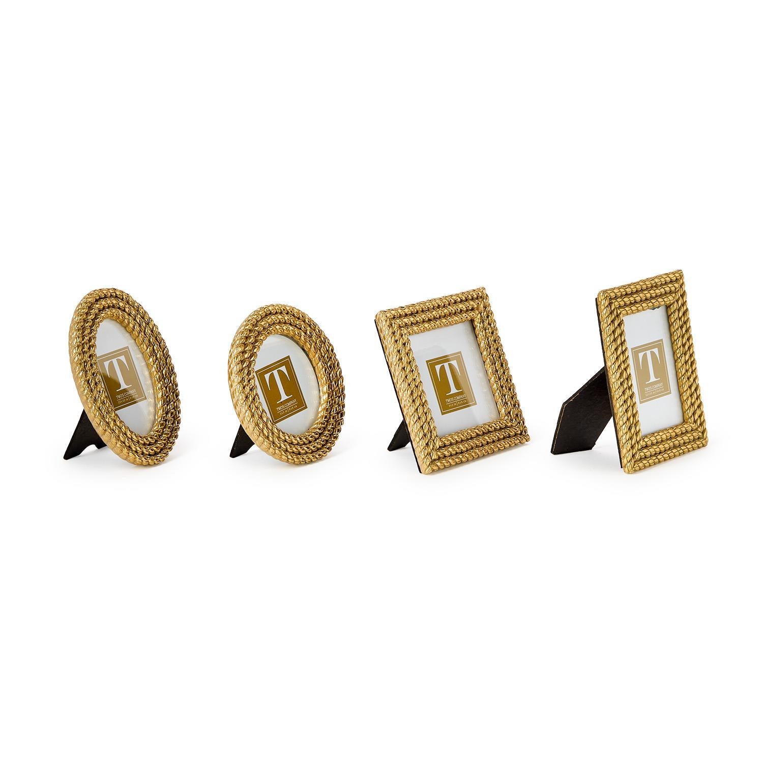 Gold Rope Mini Photo Frame Set of 4