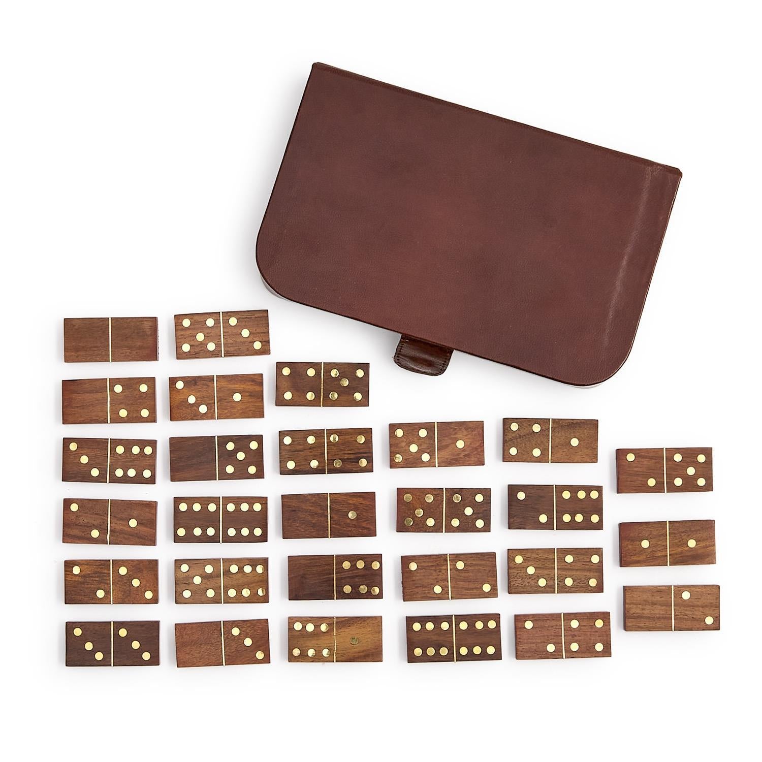 Chestnut Genuine Leather Domino Set