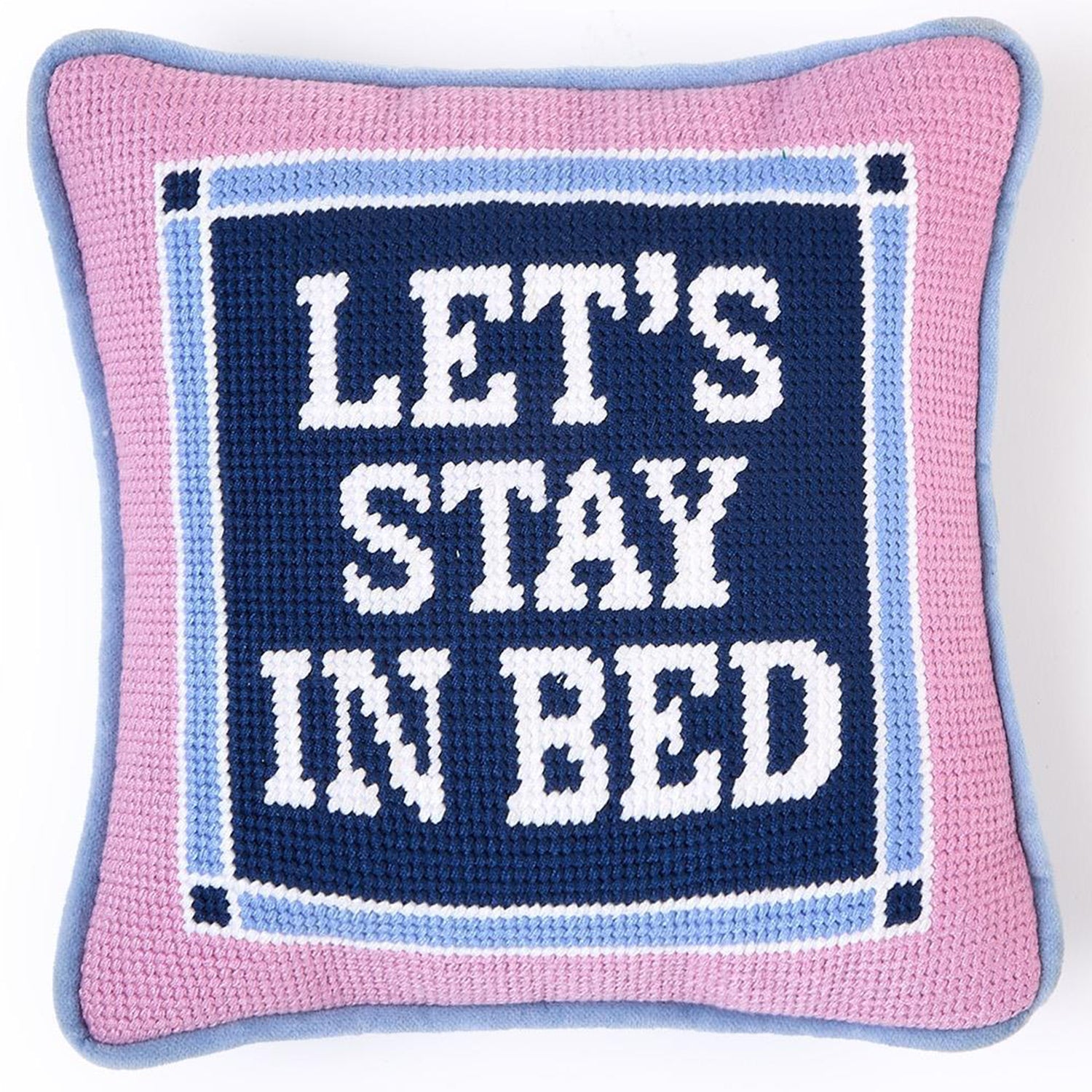 Let's Stay In Bed Needlepoint Pillow