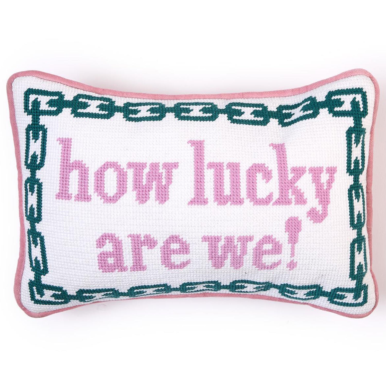 How Lucky Are We Needlepoint Pillow