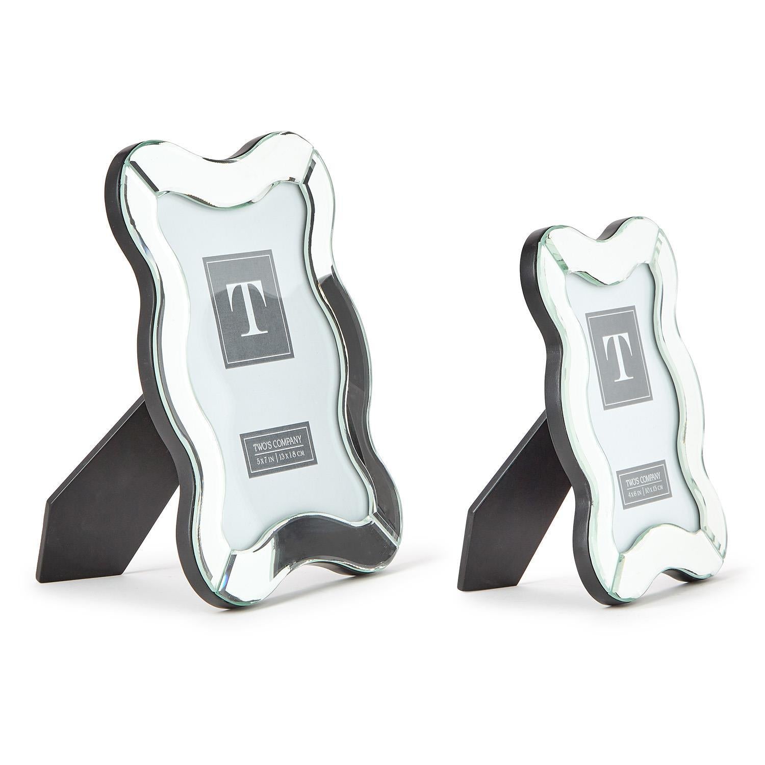 Scalloped Cut Mirror Photo Frame Set of 2