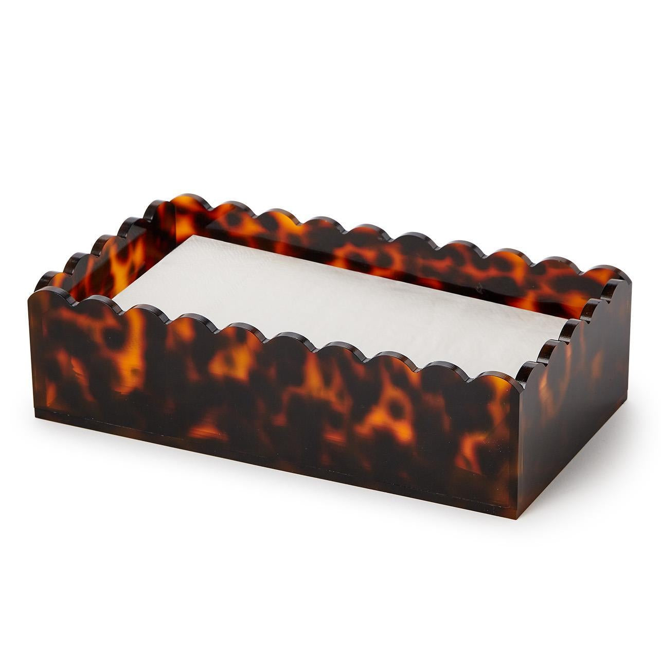 Tortoise Print Scalloped Edge Guest Napkin Holder