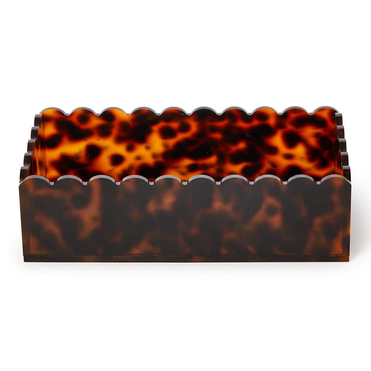 Tortoise Print Scalloped Edge Guest Napkin Holder