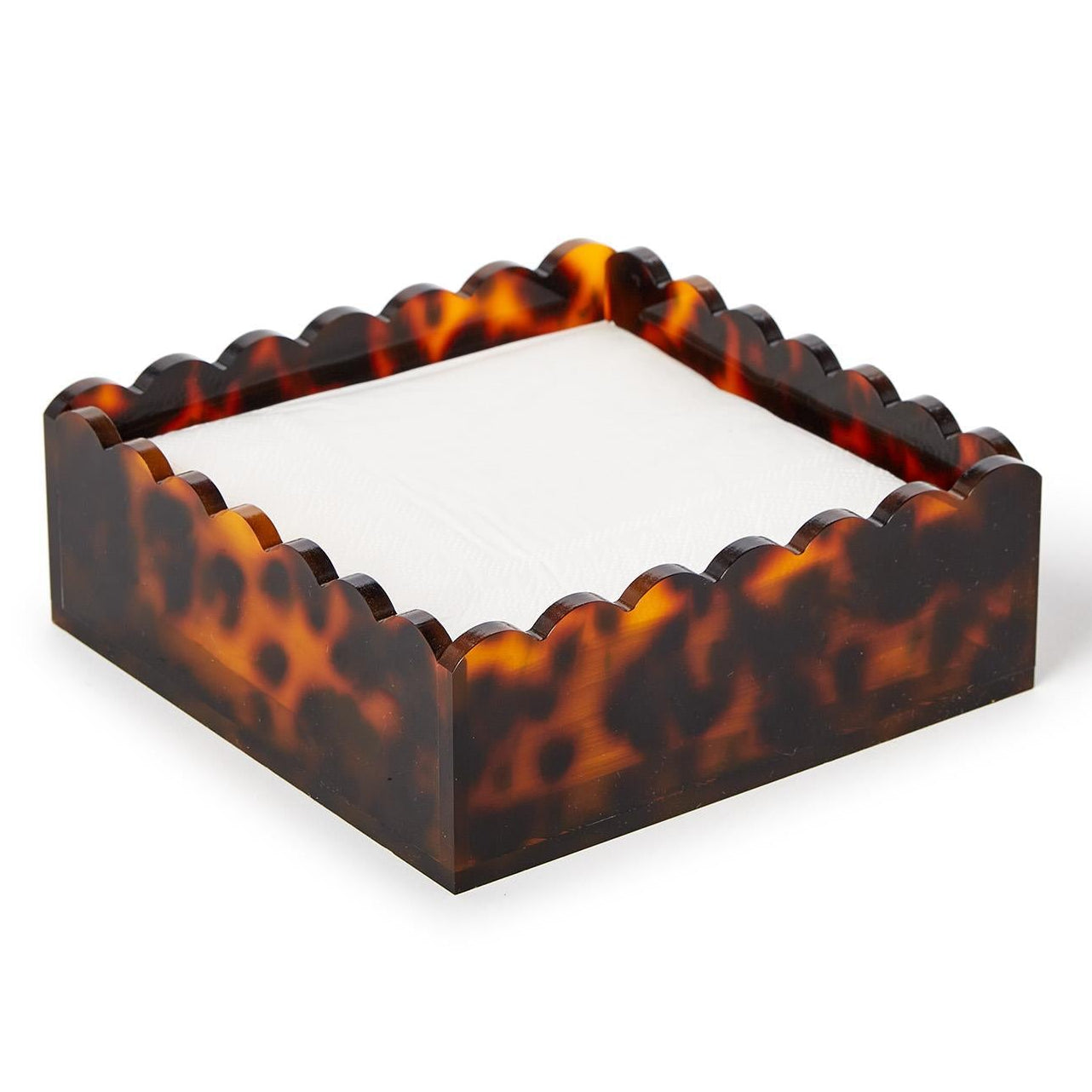 Tortoise Print Scalloped Edge Cocktail Napkin Holder