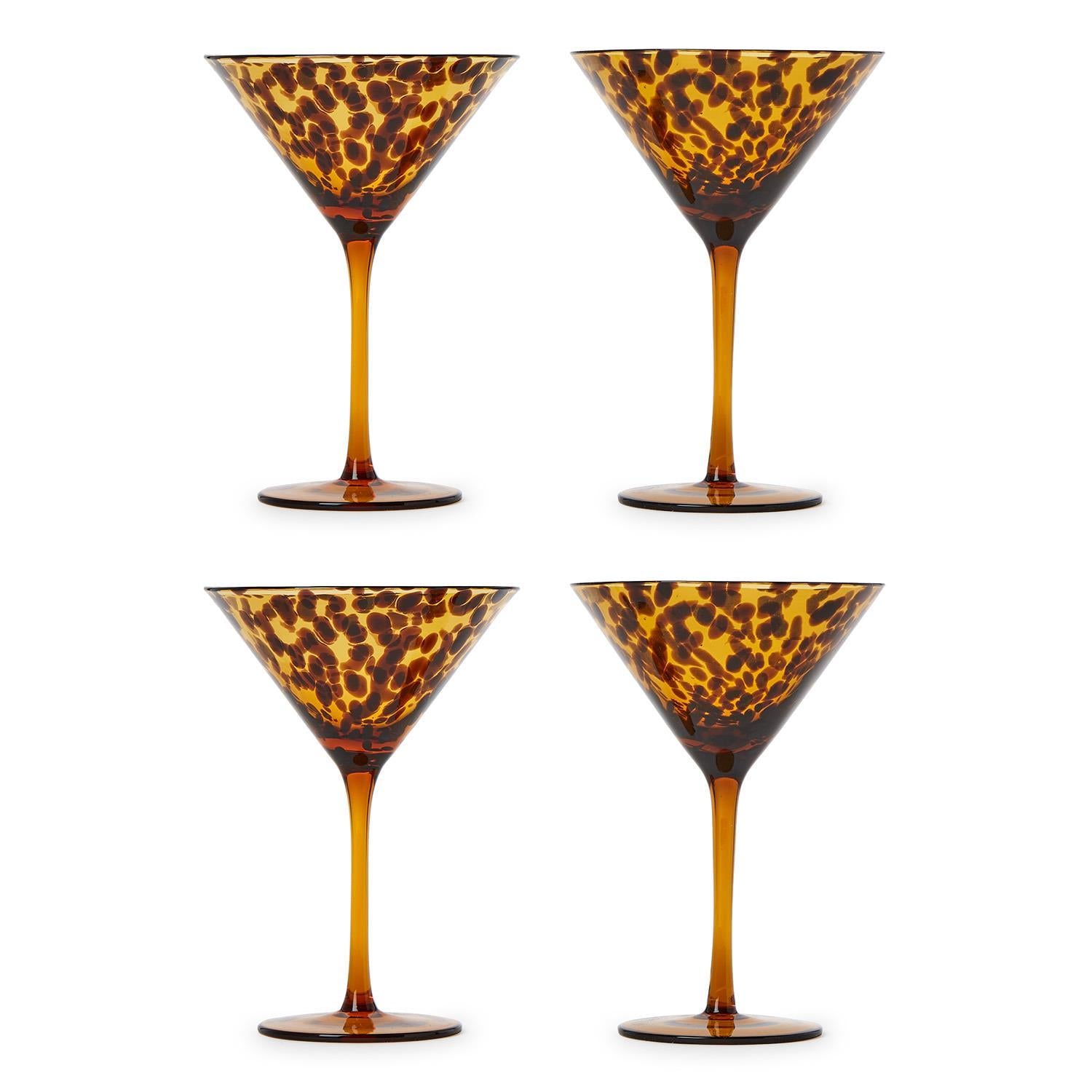 Tortoise Print Martini Glass Set of 4