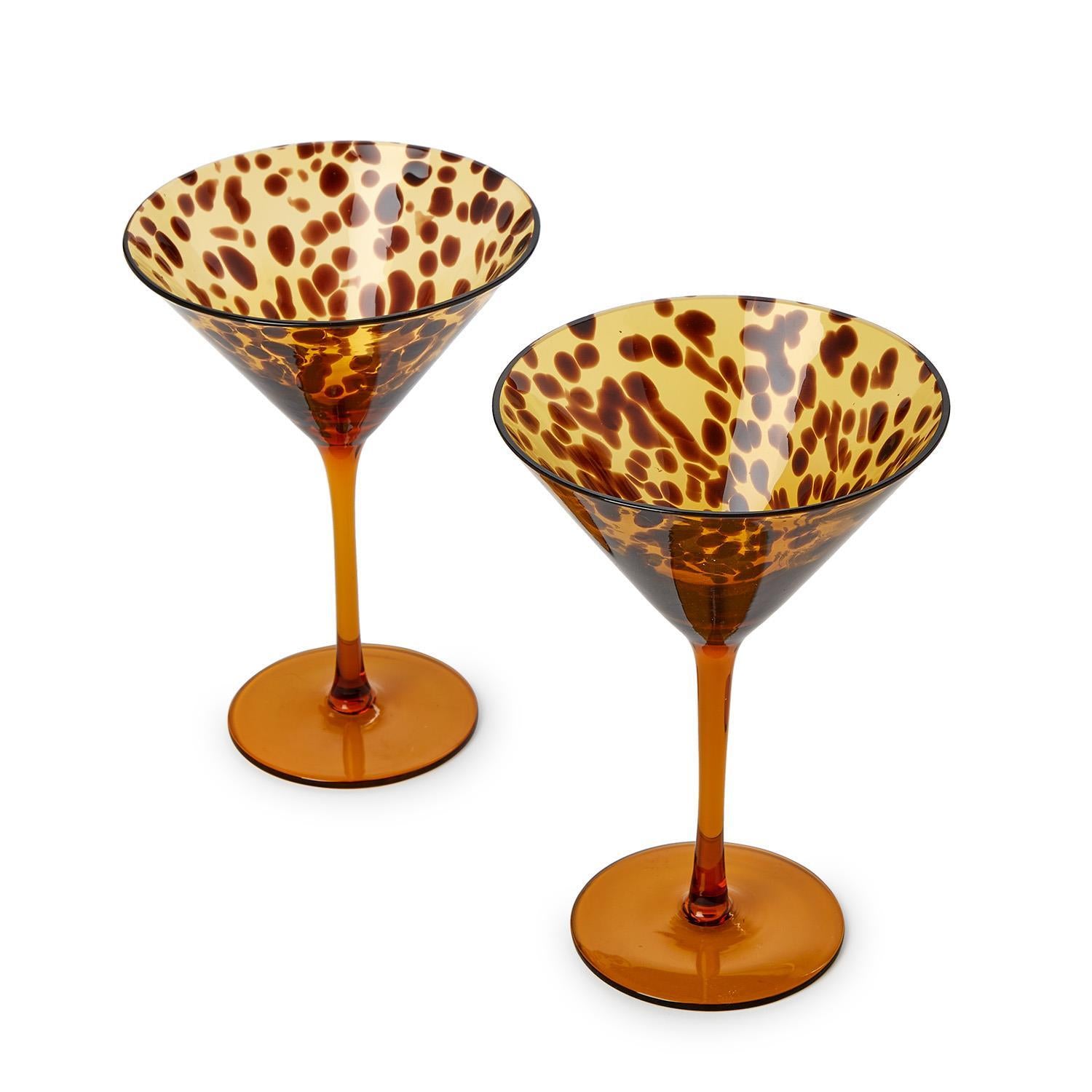 Tortoise Print Martini Glass Set of 4