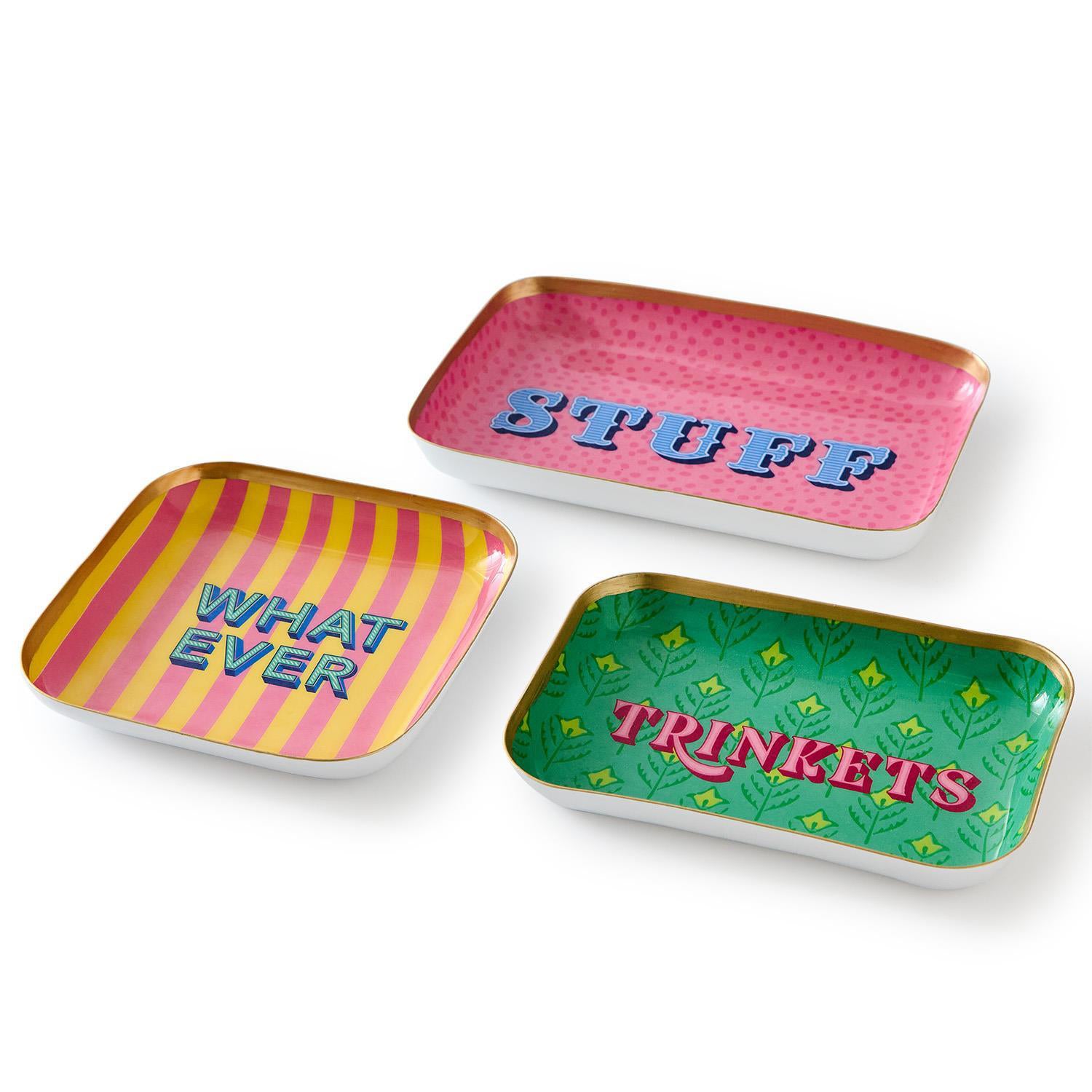 Metal Trinket Tray with Sayings Set of 3