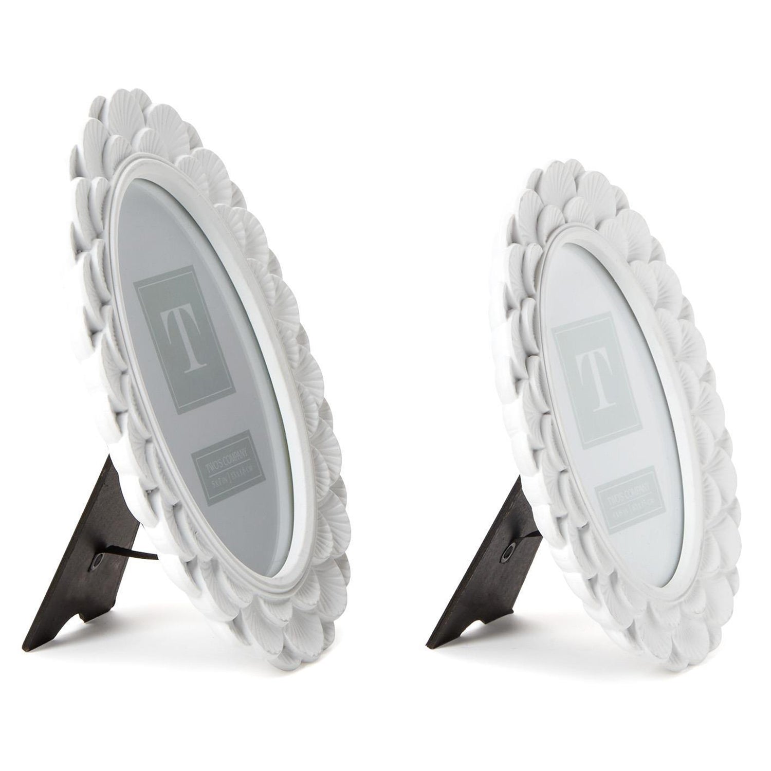 White Fanshell Oval Photo Frame Set of 2