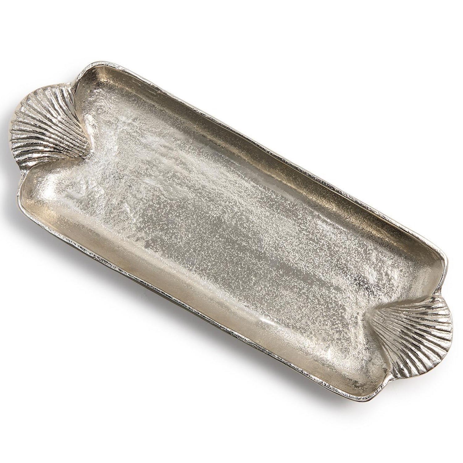 Shell Handled Silver Tray
