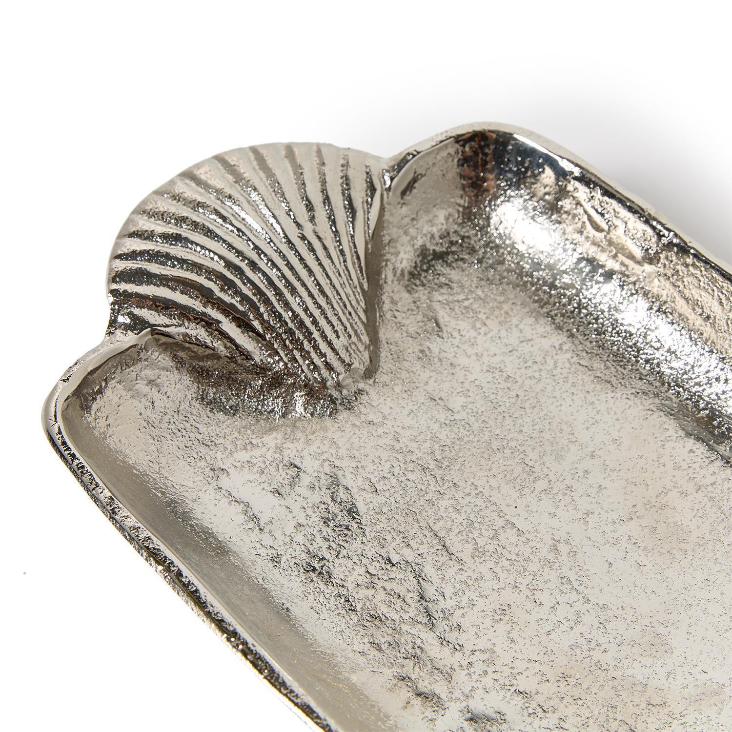 Shell Handled Silver Tray