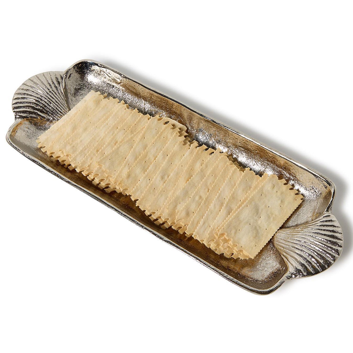 Shell Handled Silver Tray