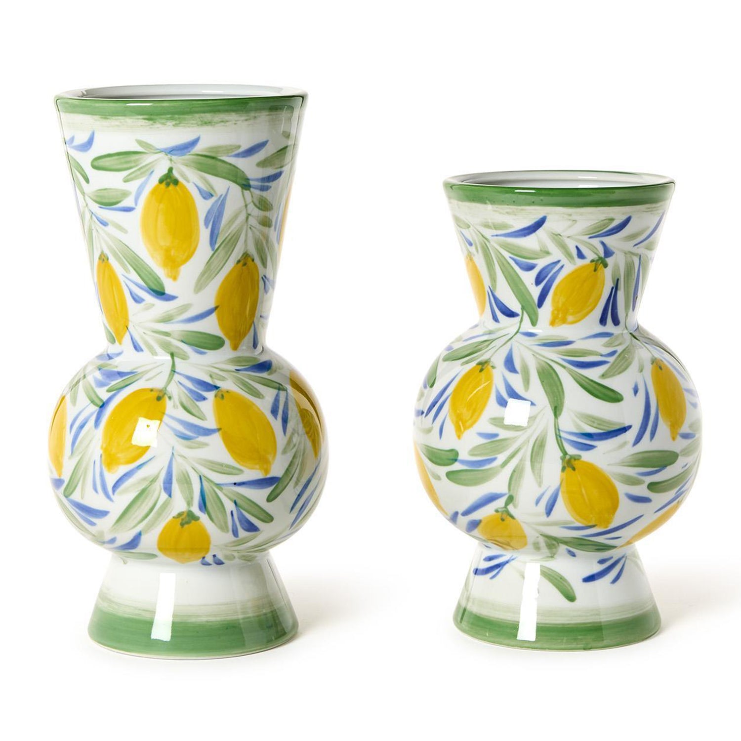 Hand-Painted Lemon Vase Set of 2