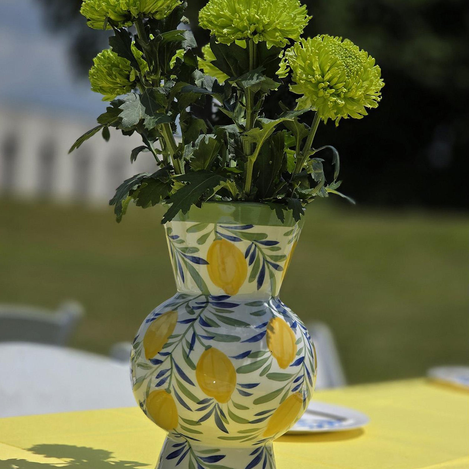 Hand-Painted Lemon Vase Set of 2