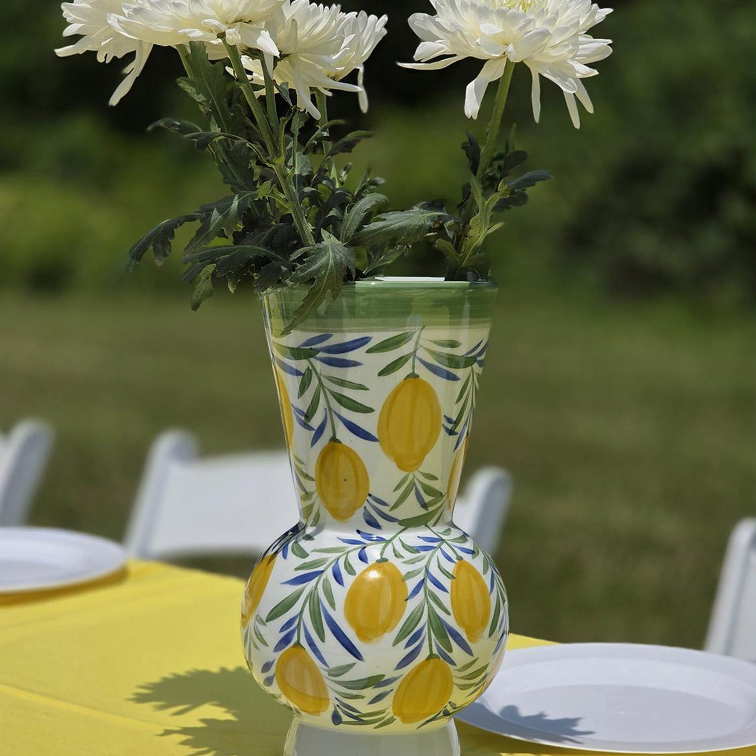 Hand-Painted Lemon Vase Set of 2