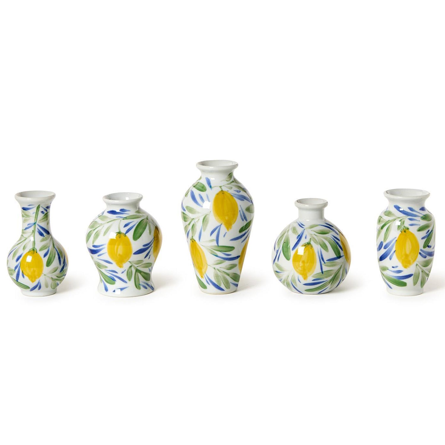 Hand-Painted Mini Lemon Vase Set of 5