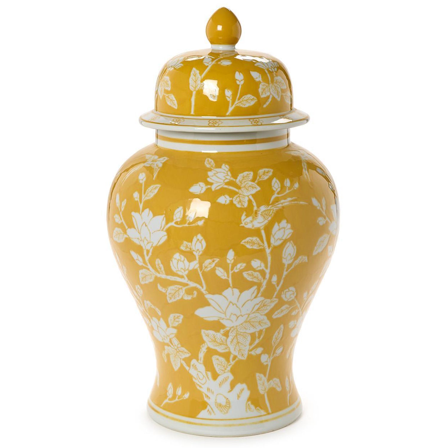 Yellow and White 18in Temple Jar