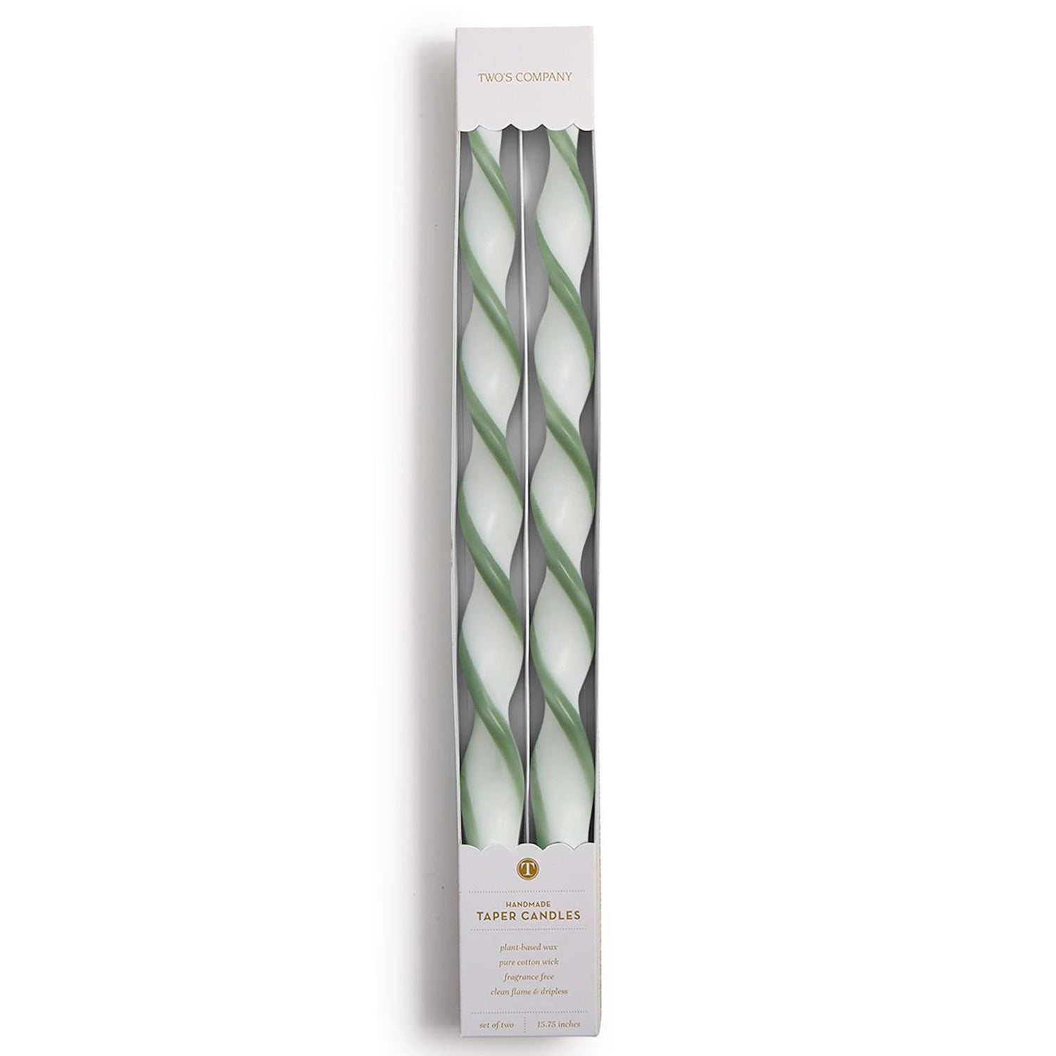 Twist and Glow Green Ribbon Twist Taper Candles in Gift Box Set