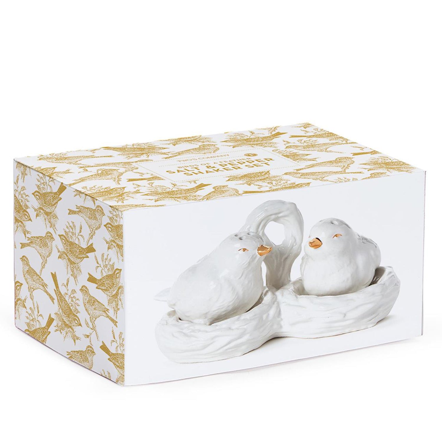 Birds Salt and Pepper Shakers with Nest Carrier in Gift Box Set of 2