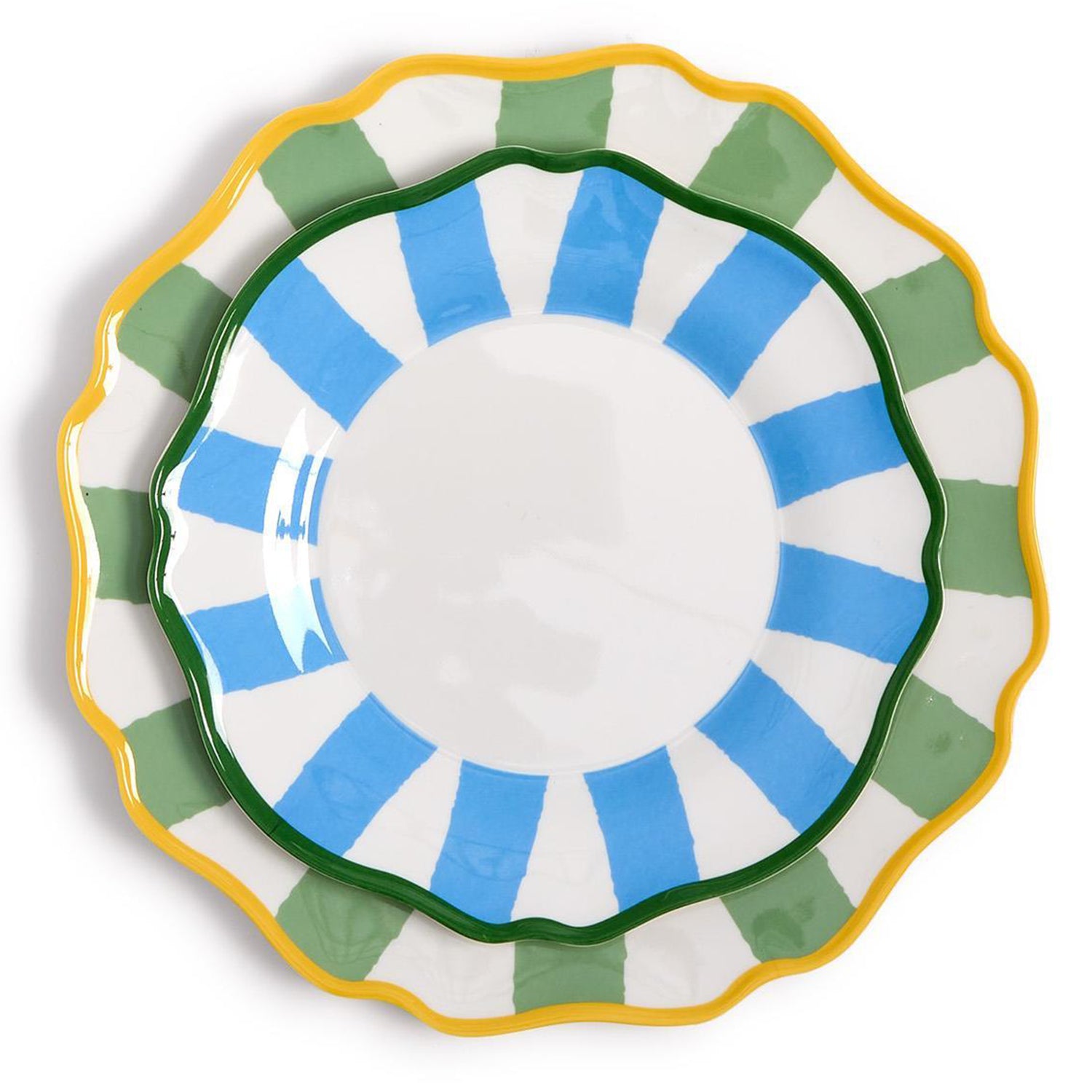 Green Striped Dinner Plate Set of 4