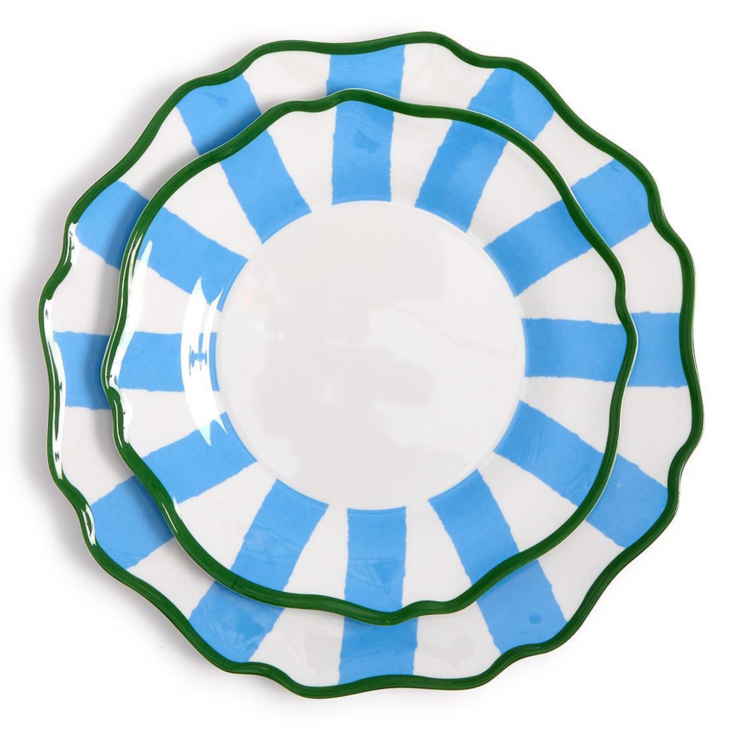 Blue Striped Salad/Dessert Plate Set of 4