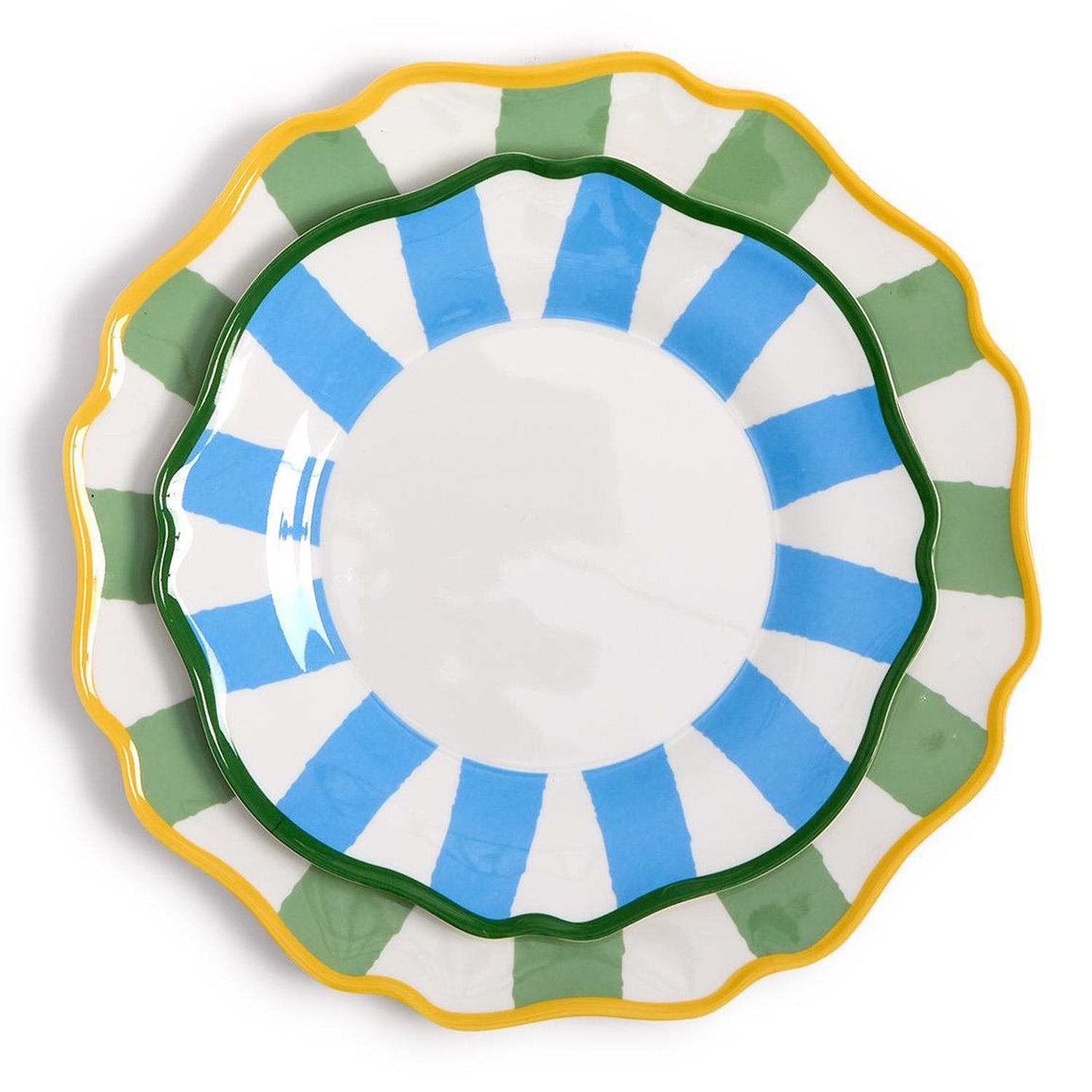 Blue Striped Salad/Dessert Plate Set of 4