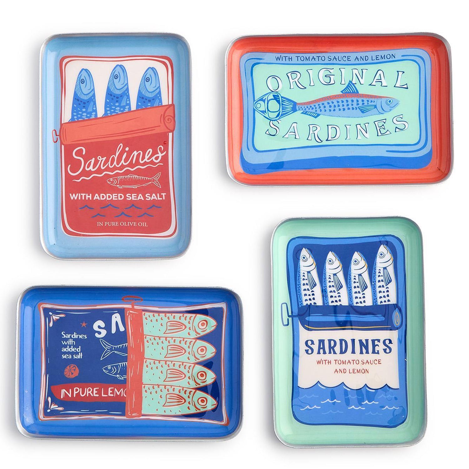 Sardines Metal Trinket/Desk Tray Set of 4