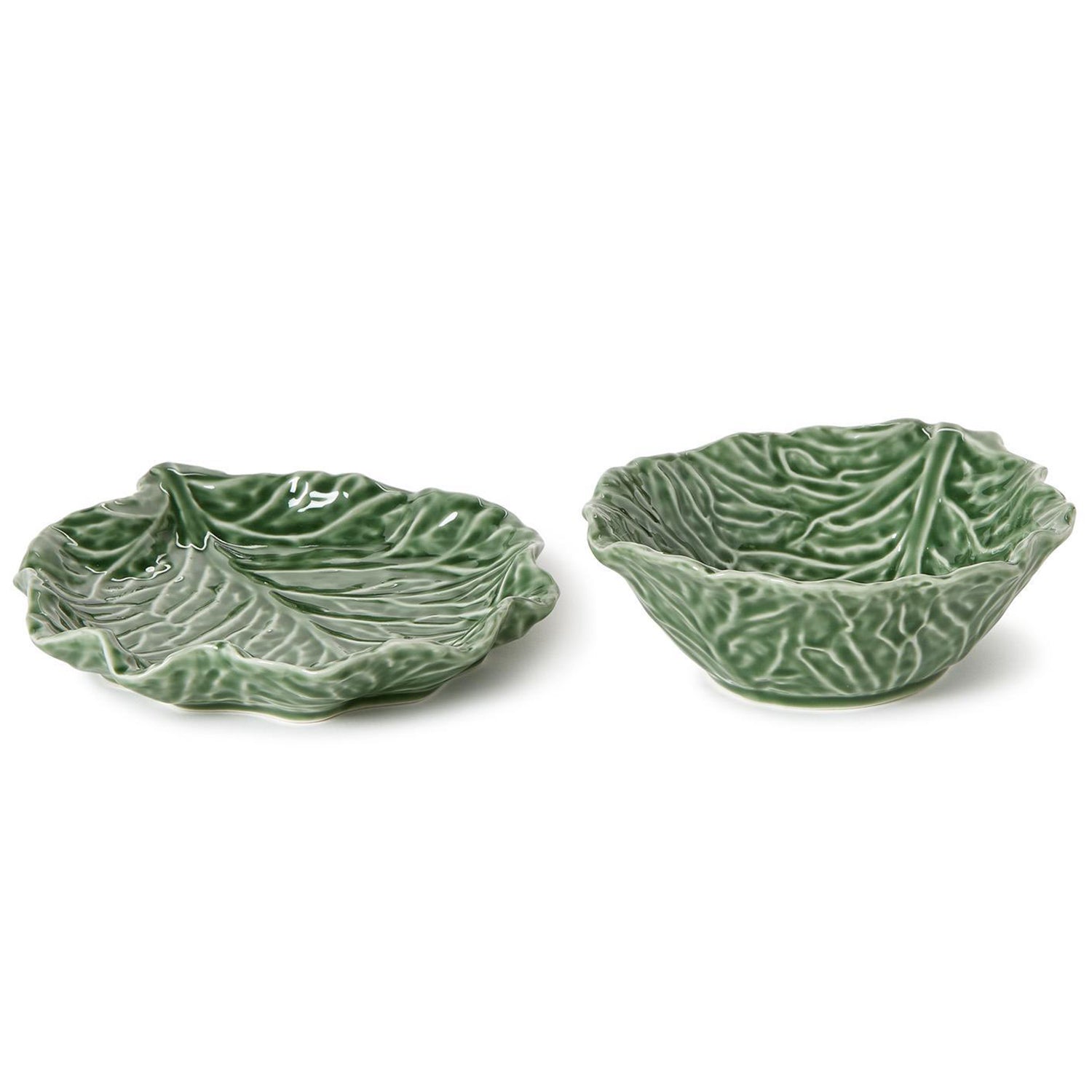 Cruciferous Leaf Textured Bowl and Plate Set of 2