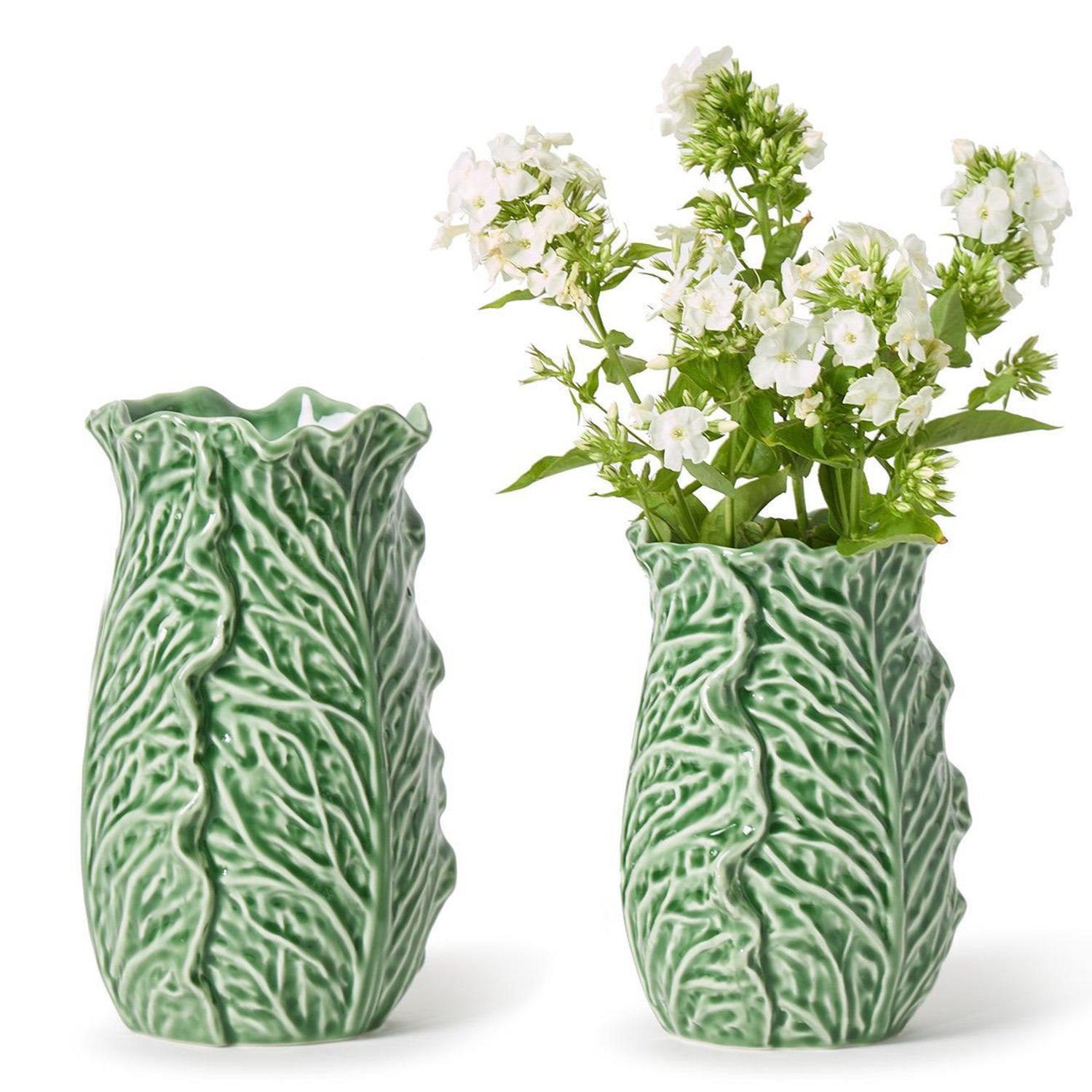 Cruciferous Leaf Textured Vase Set of 2