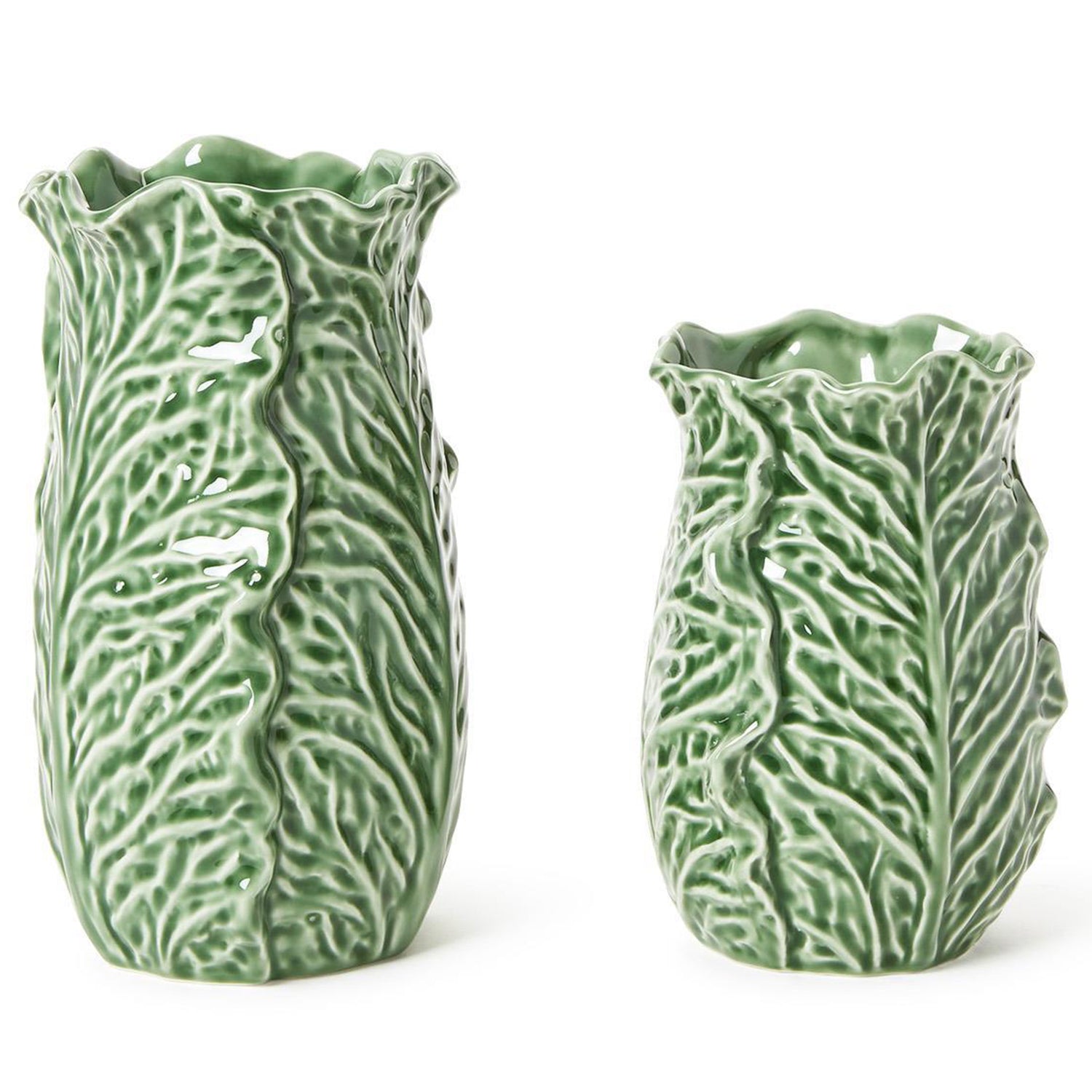 Cruciferous Leaf Textured Vase Set of 2