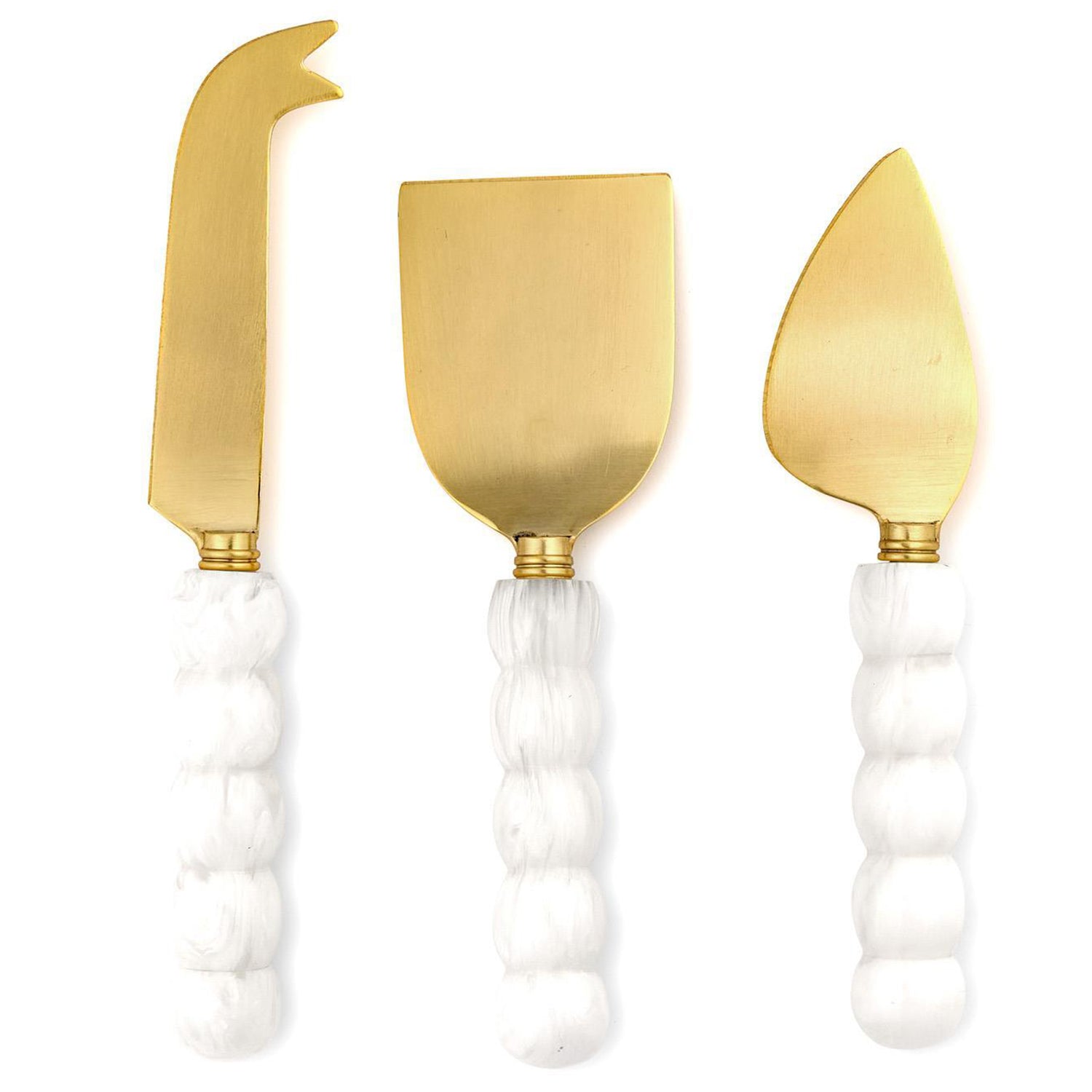 Modern Pop White Beaded Cheese Knives Set of 3