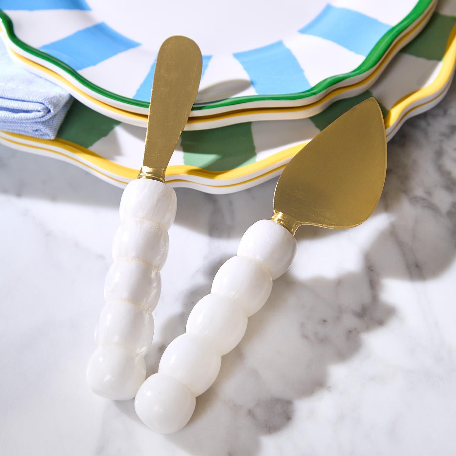 Modern Pop White Beaded Spreaders on Gift Card Set of 2