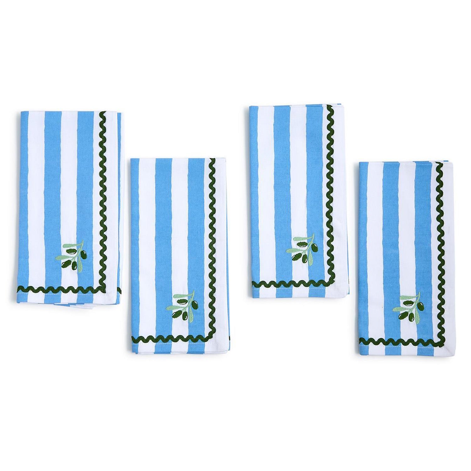 Olive Embroidered Cloth Dinner Napkin Set of 4