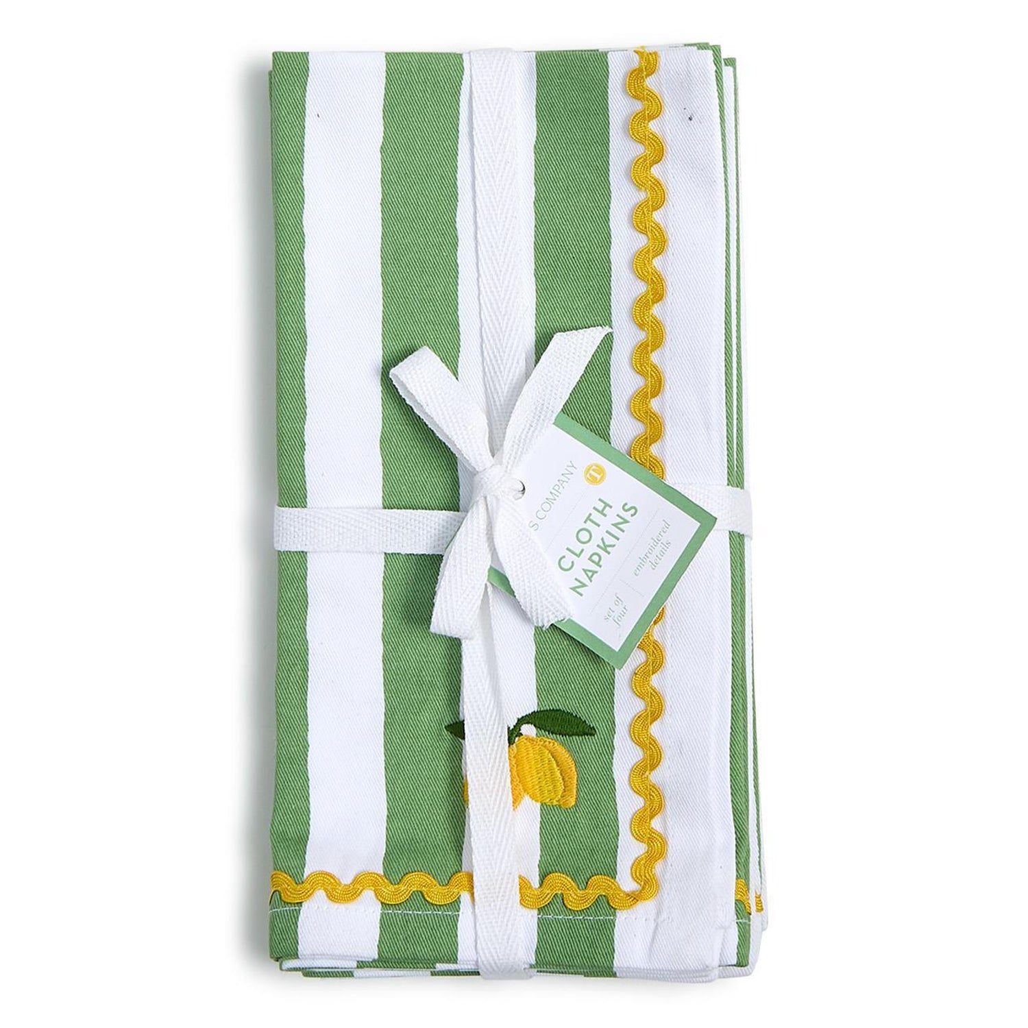 Lemon Embroidered Cloth Dinner Napkin Set of 4
