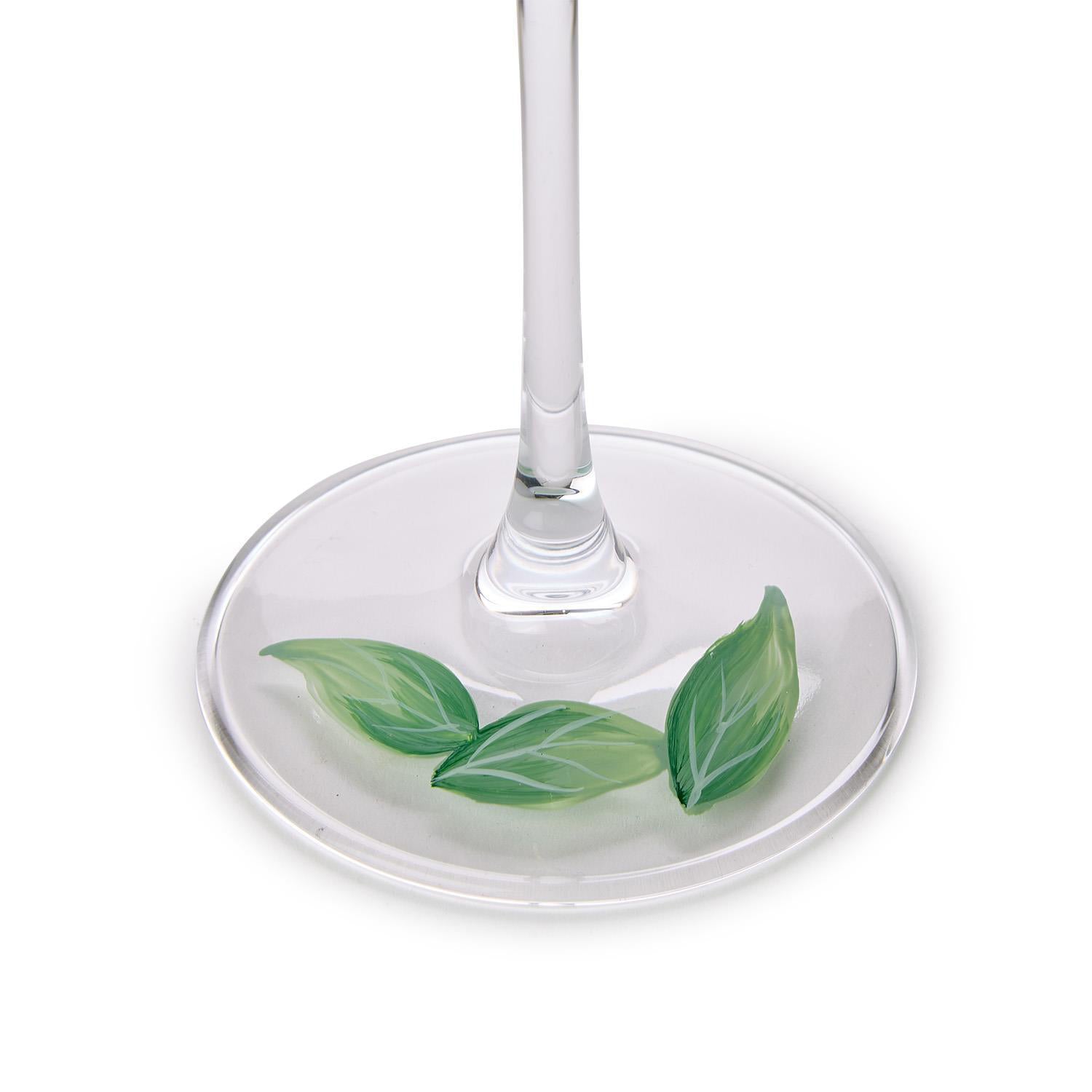 Hydrangea Hand-Painted Stemmed Wine Glass Set of 4