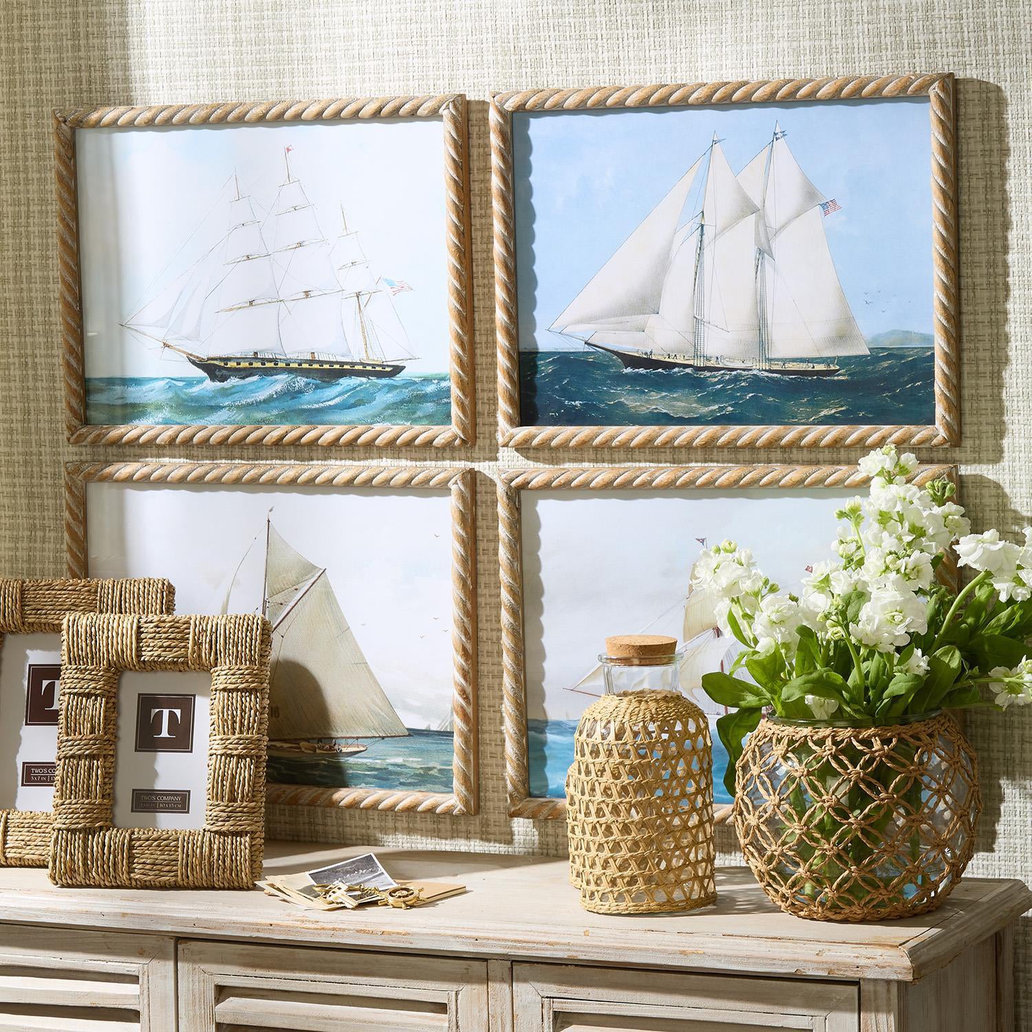 Framed Ship Wall Art Set of 4
