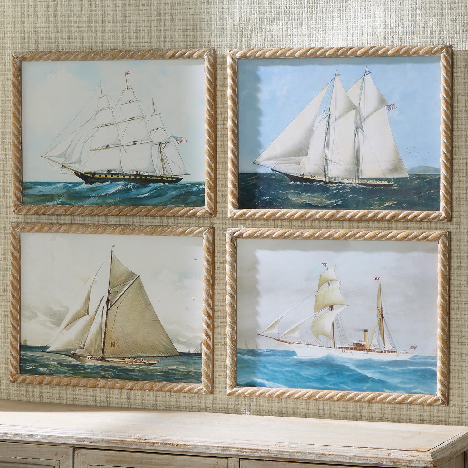 Framed Ship Wall Art Set of 4