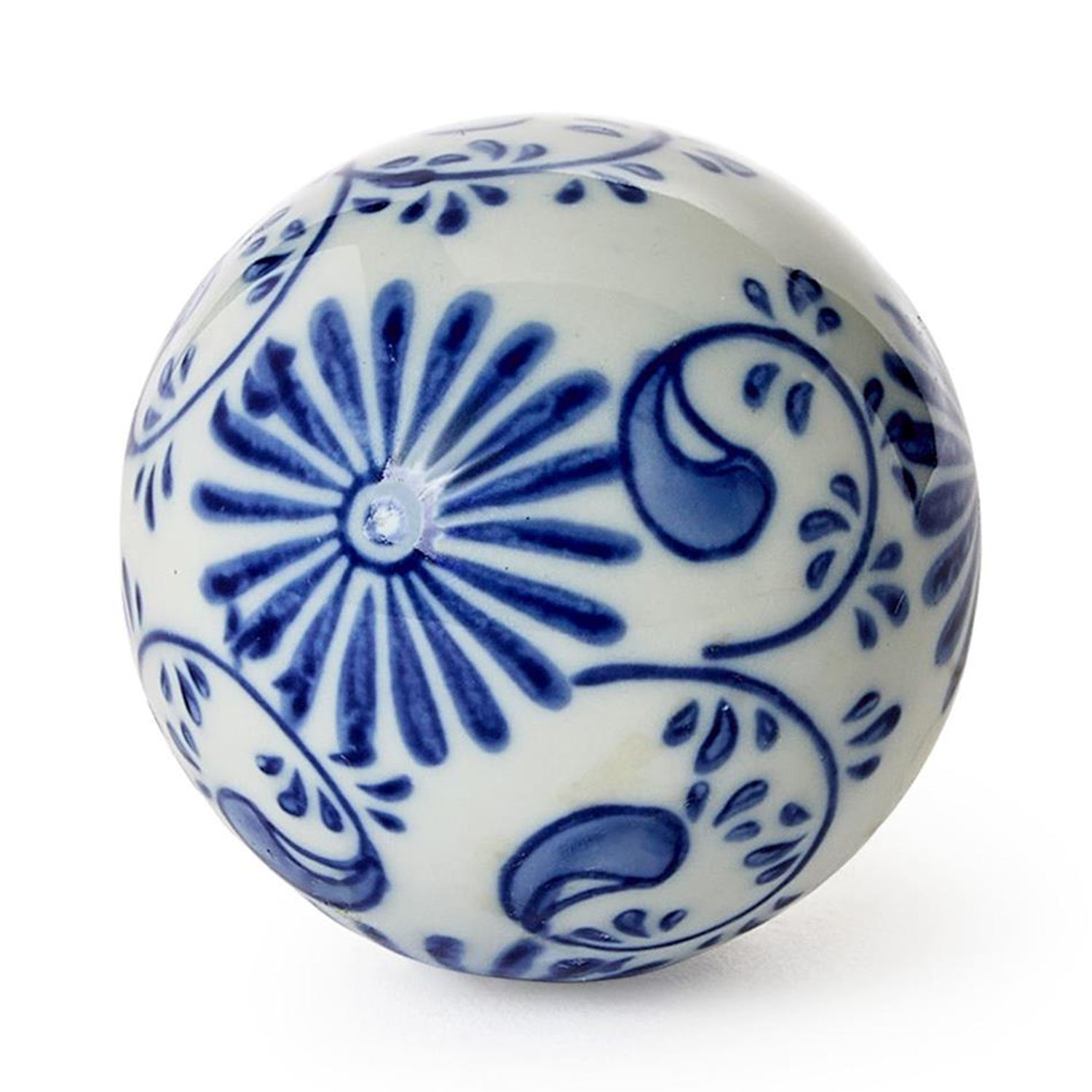 Hand-Painted Blue and White Decorative Ball Set of 4