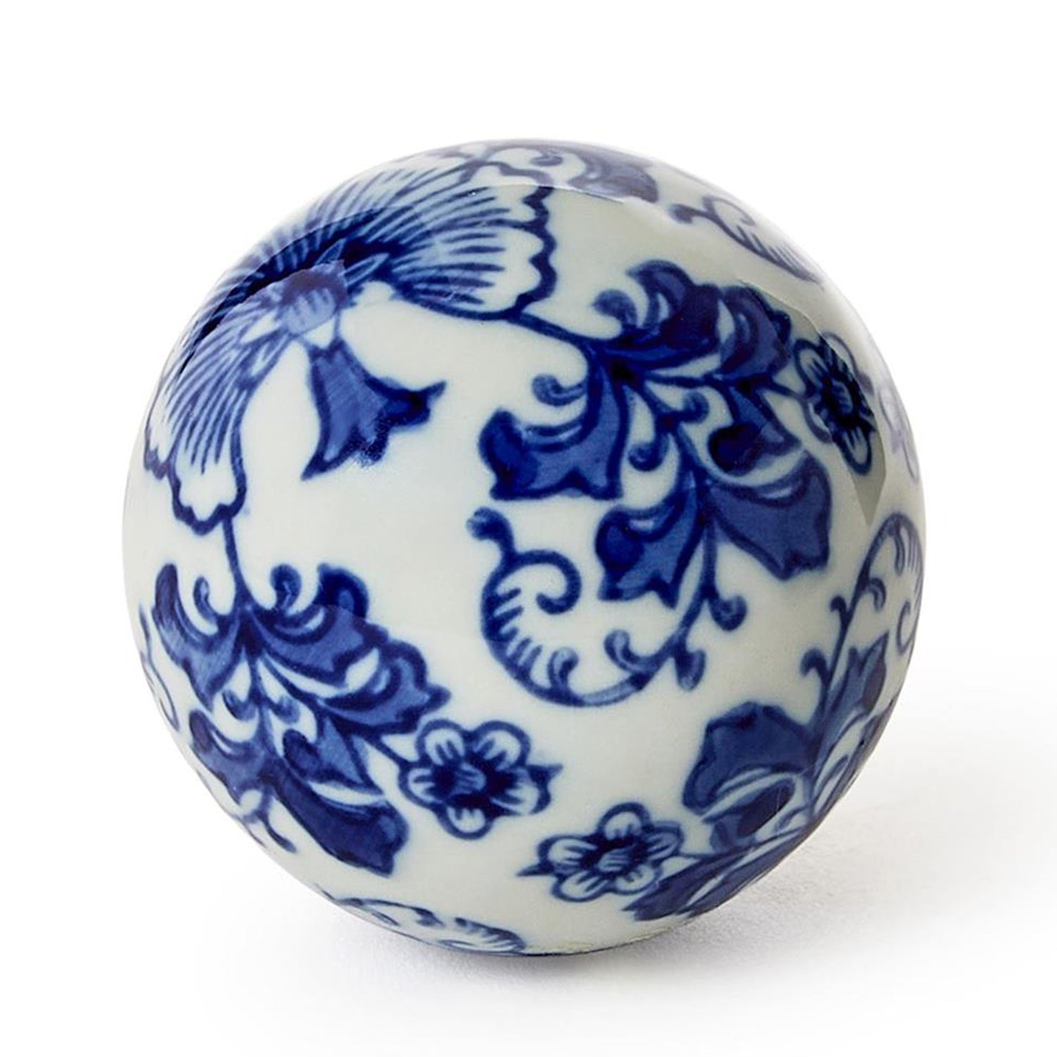 Hand-Painted Blue and White Decorative Ball Set of 4