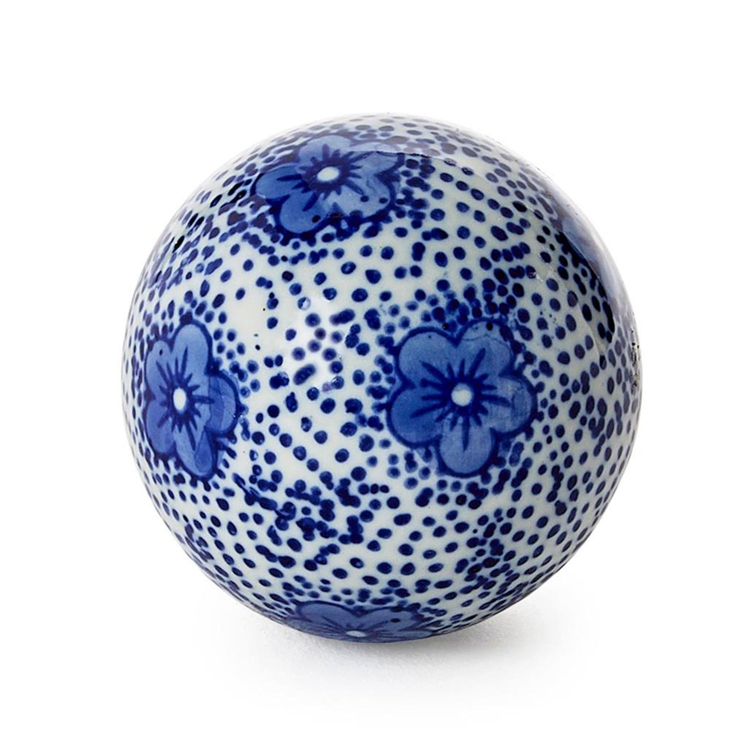 Hand-Painted Blue and White Decorative Ball Set of 4