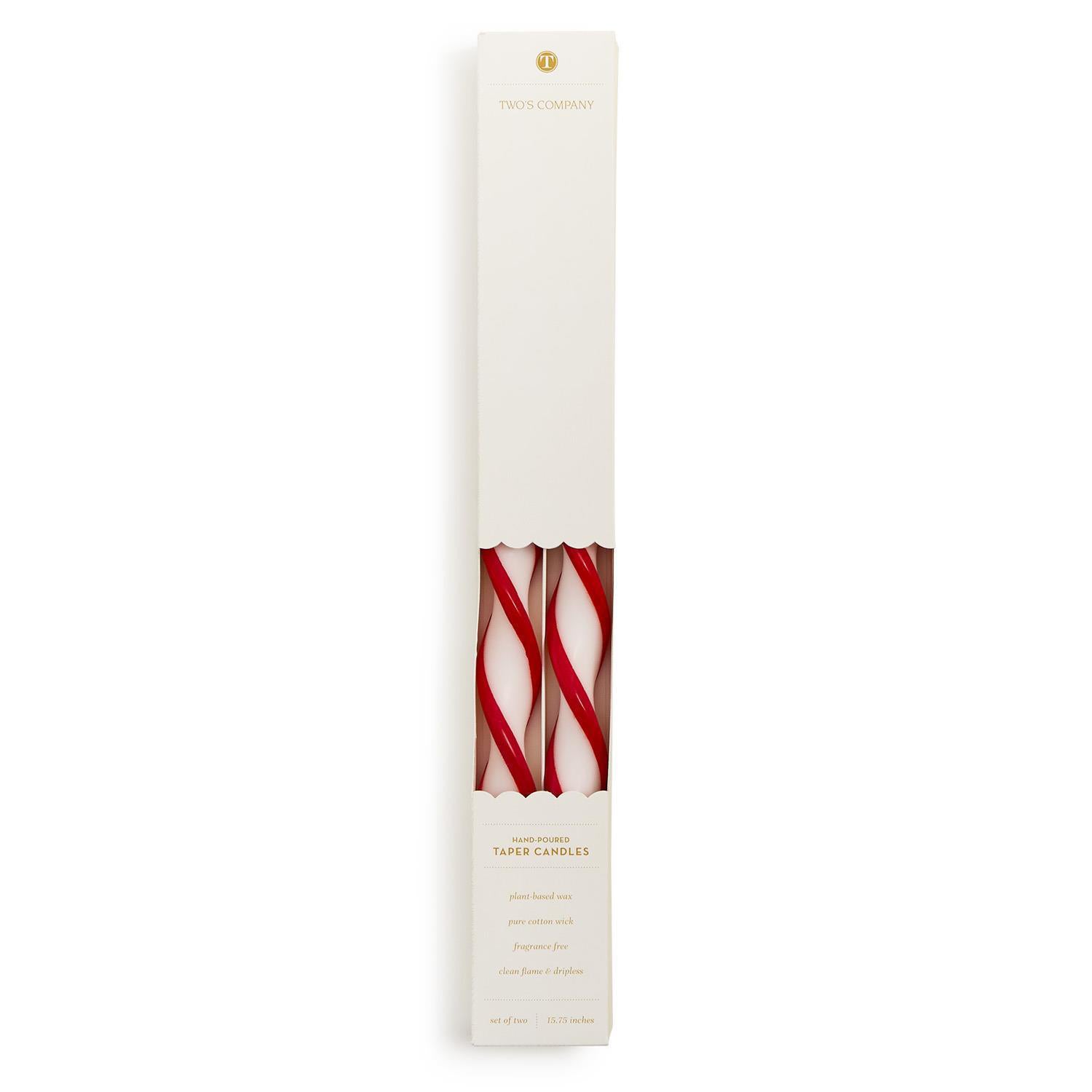 Twist and Glow Red Ribbon Twist Taper Candles in Gift Box Set