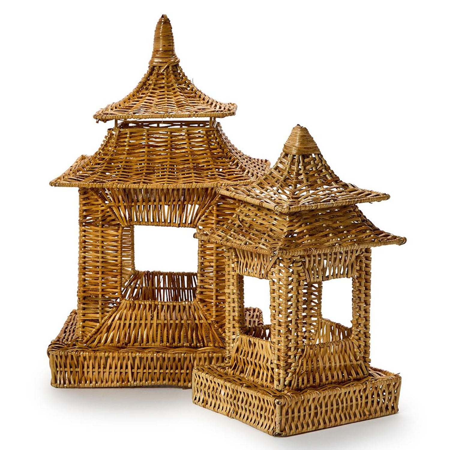 Pagoda Rattan Lantern Set of 2