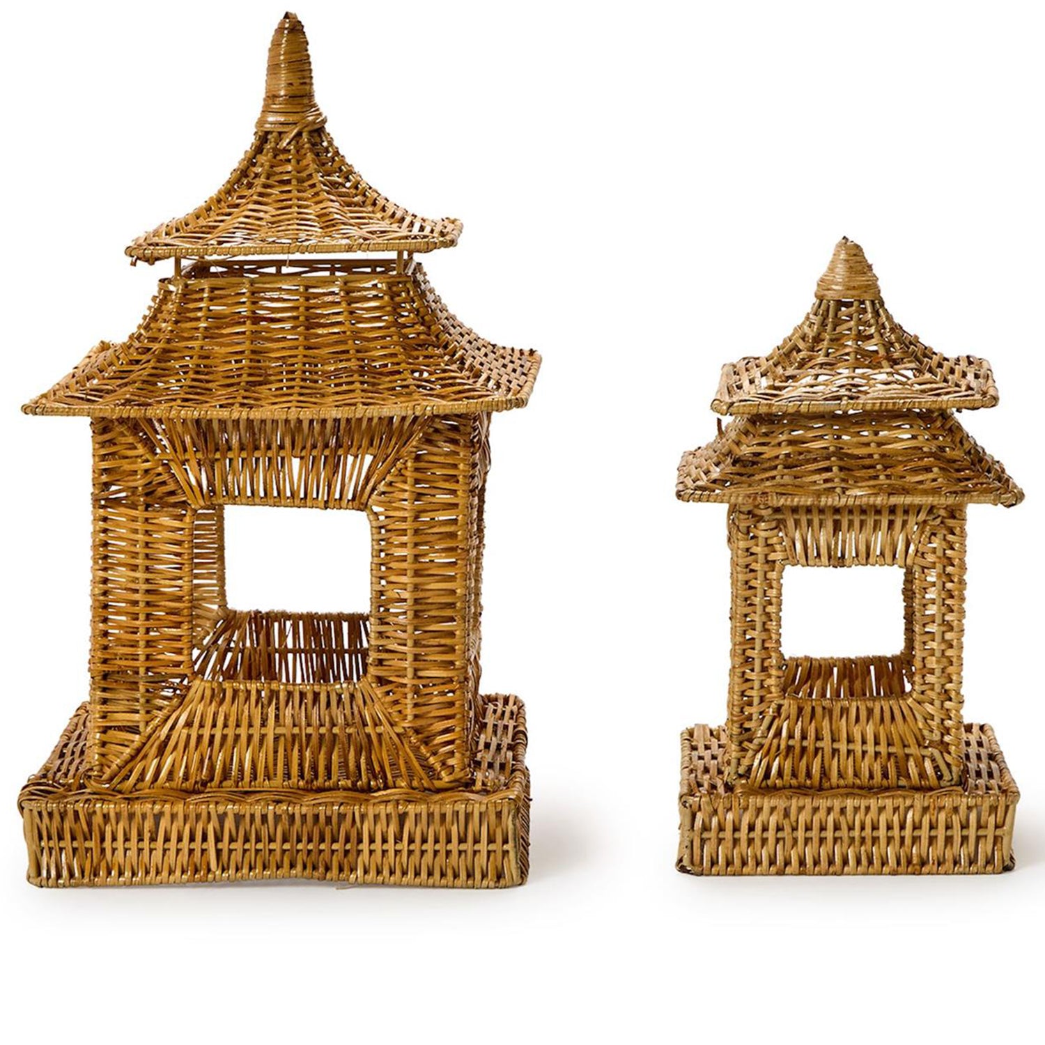 Pagoda Rattan Lantern Set of 2