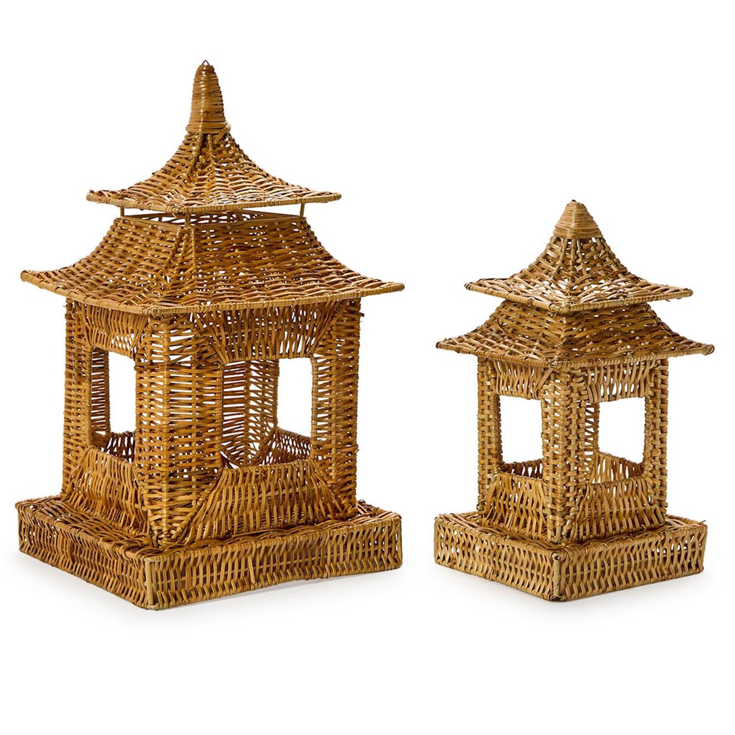 Pagoda Rattan Lantern Set of 2
