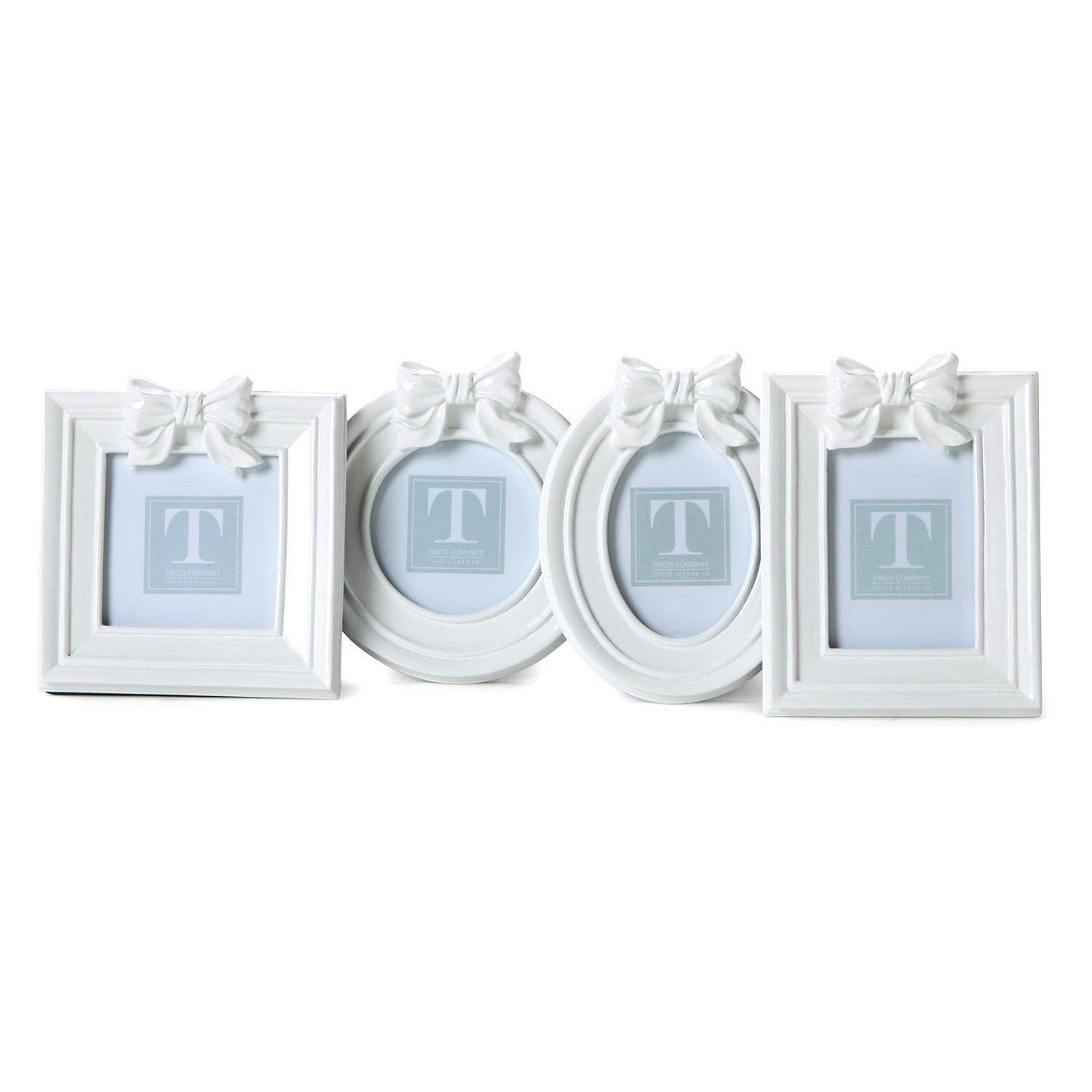White Bow Photo Frame Set of 4